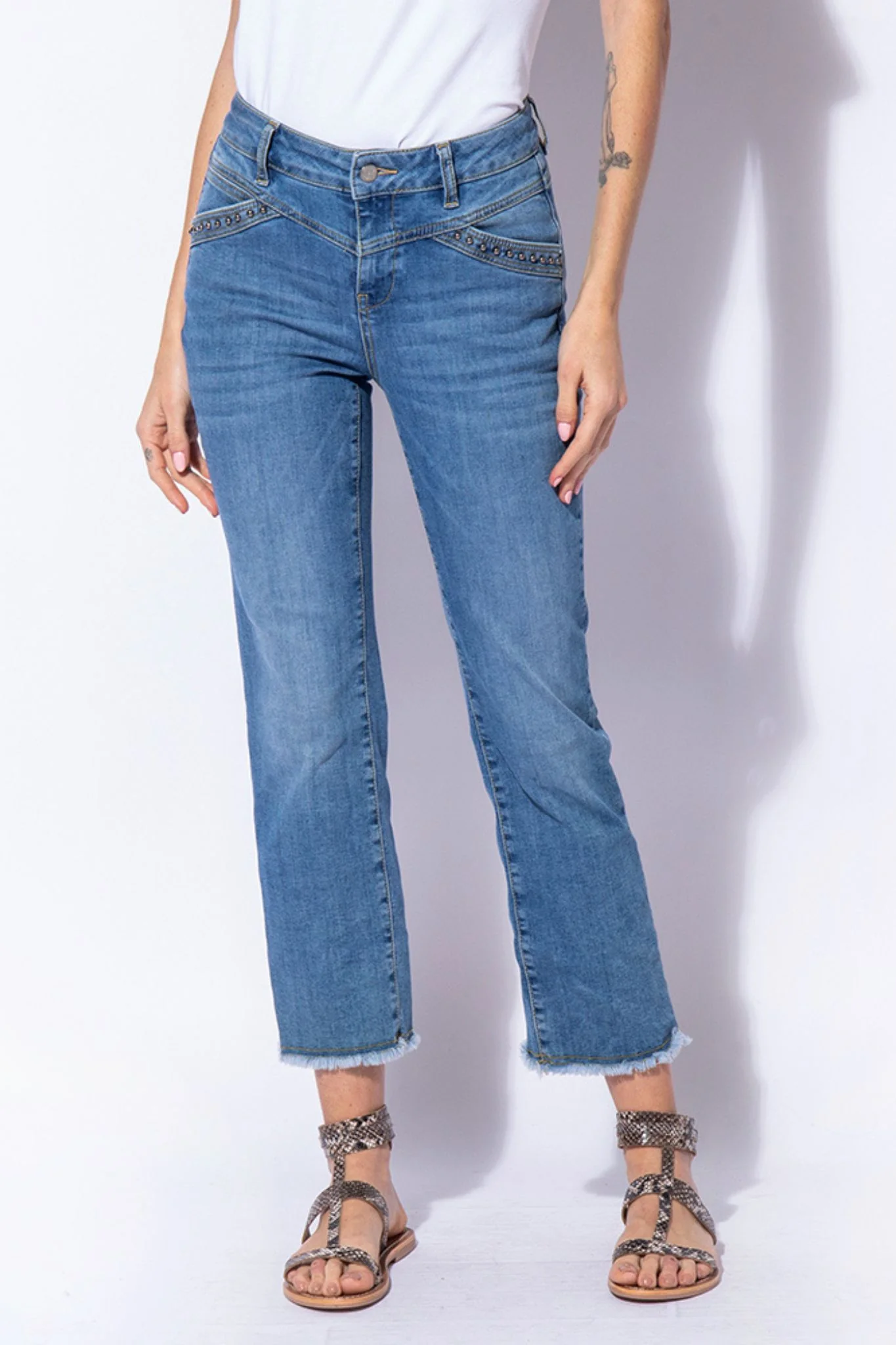 Jean bootcut cropped bleu moyen - Image 5