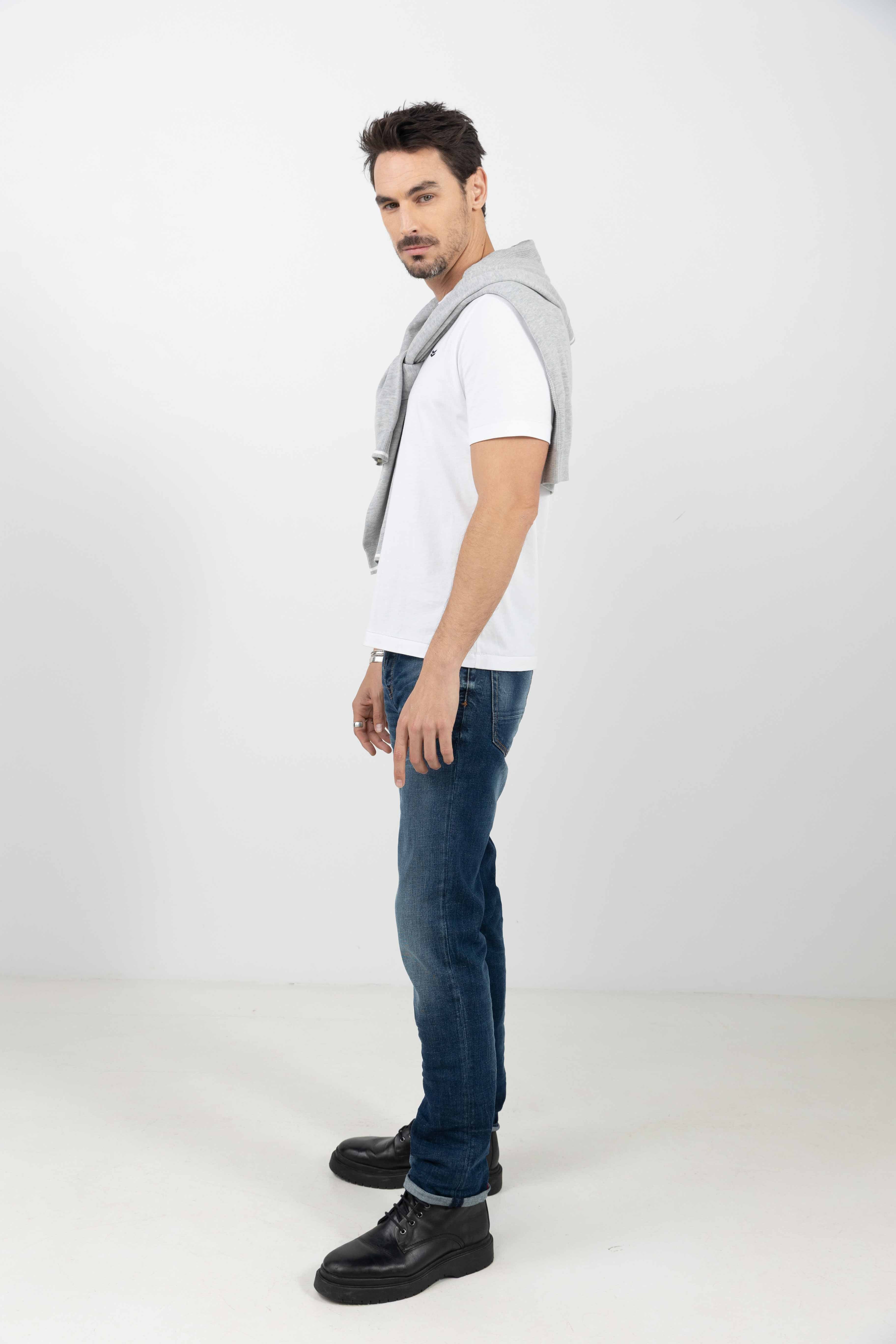 Jean denim bleu stretch coupe droite - Image 3