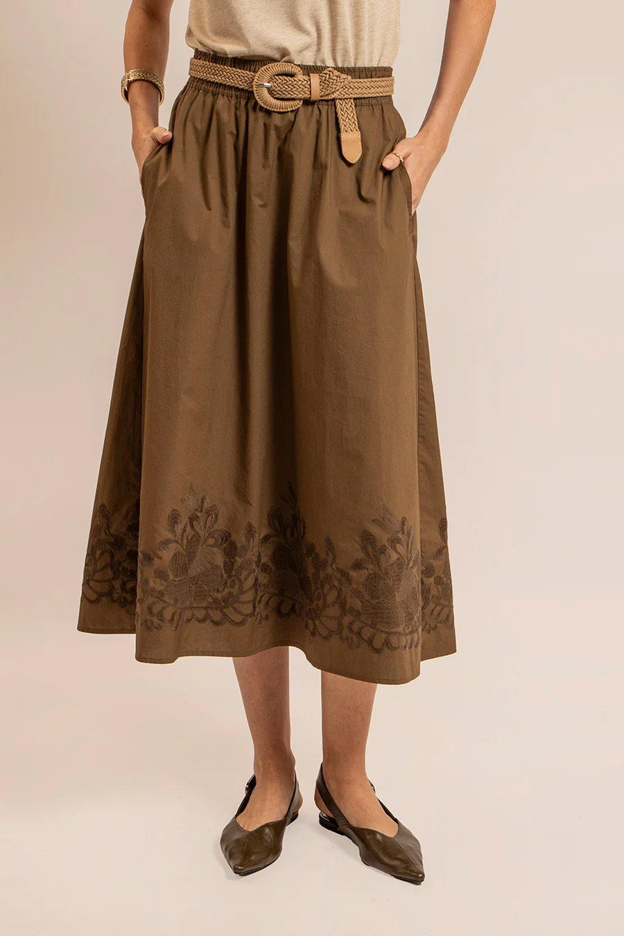 Jupe corolle olive - Image 2