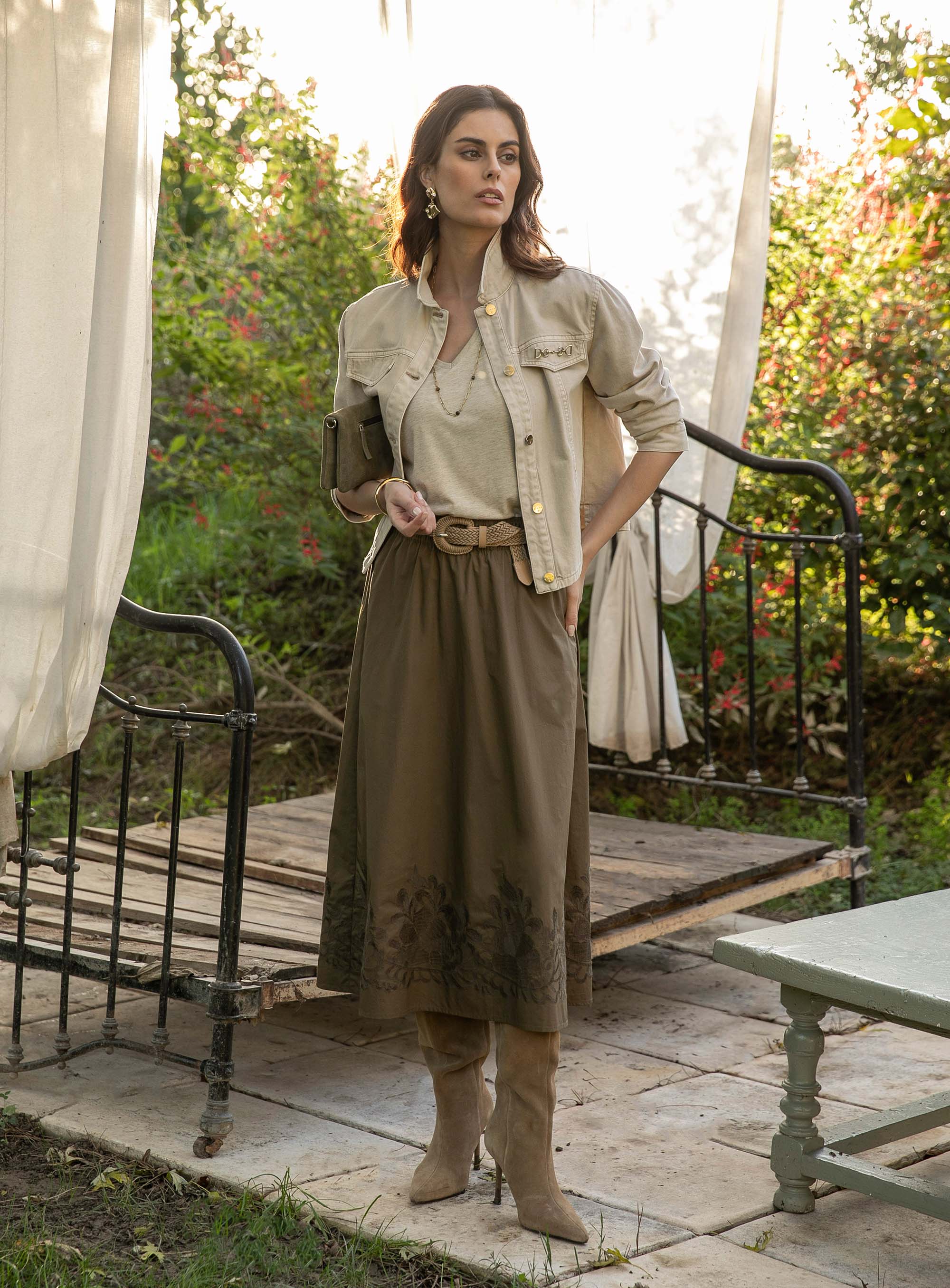 Jupe corolle olive - Image 4