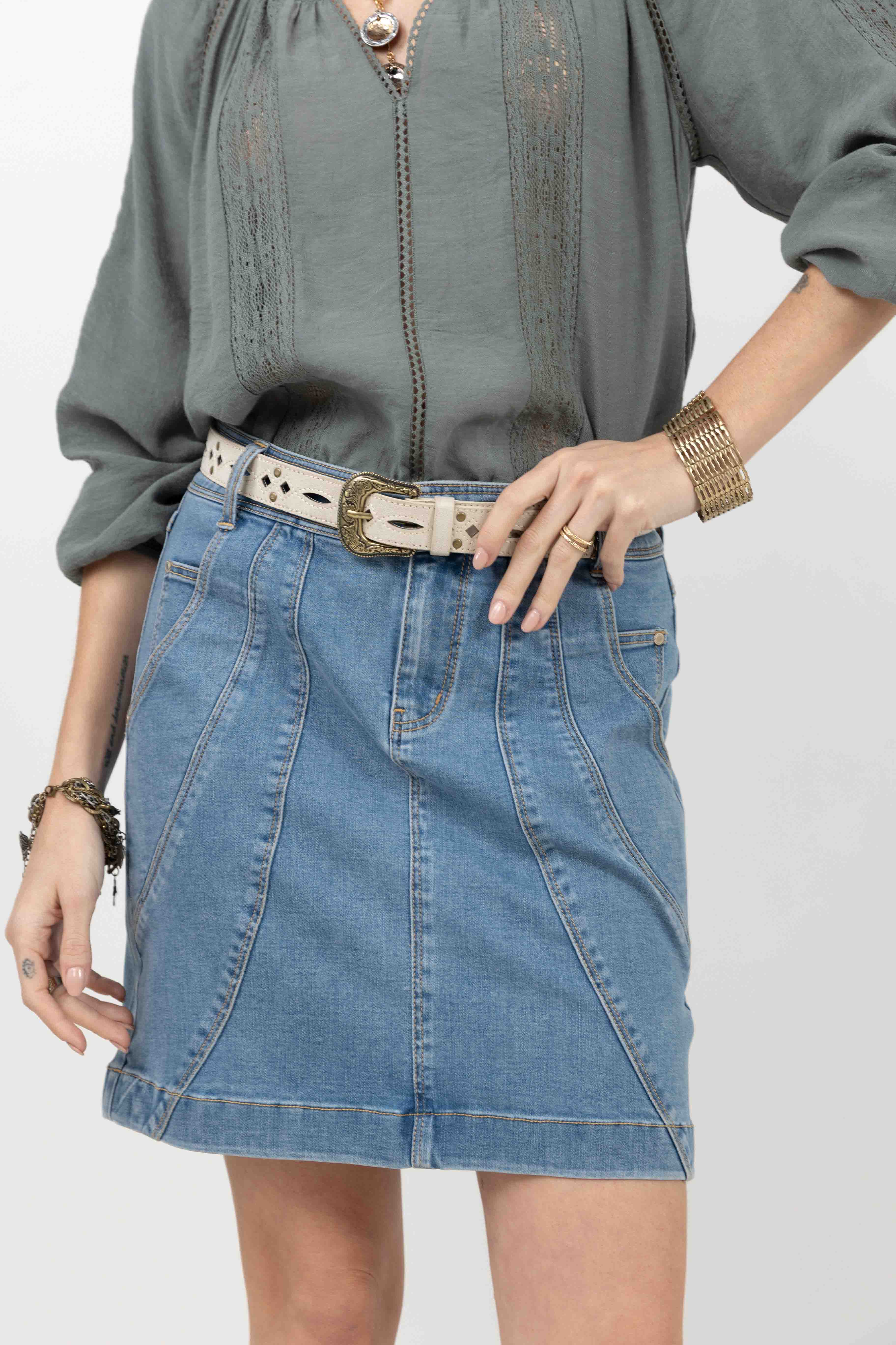 Jupe en jean stretch coupe droite - Image 2