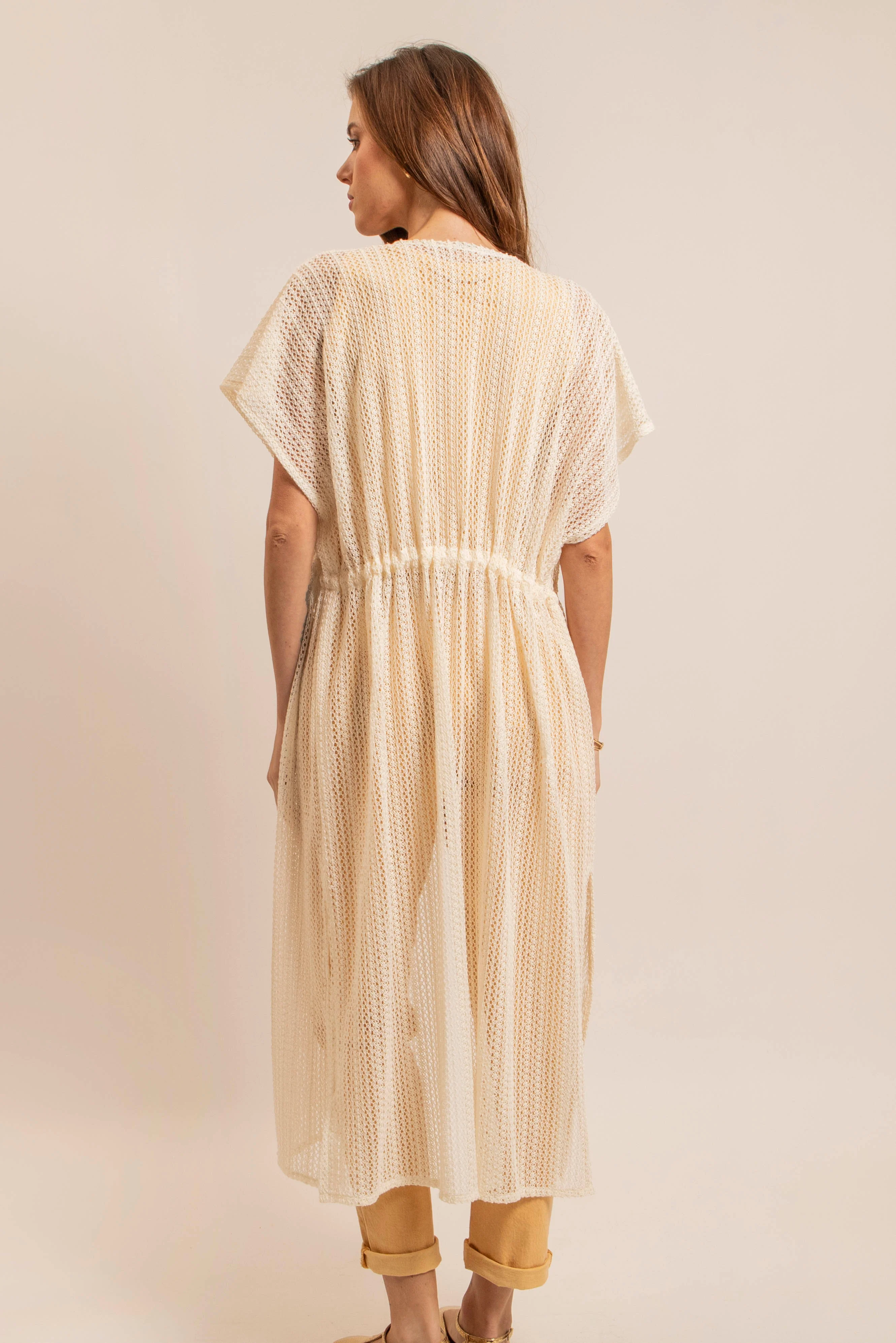 Long gilet en maille écru - Image 4