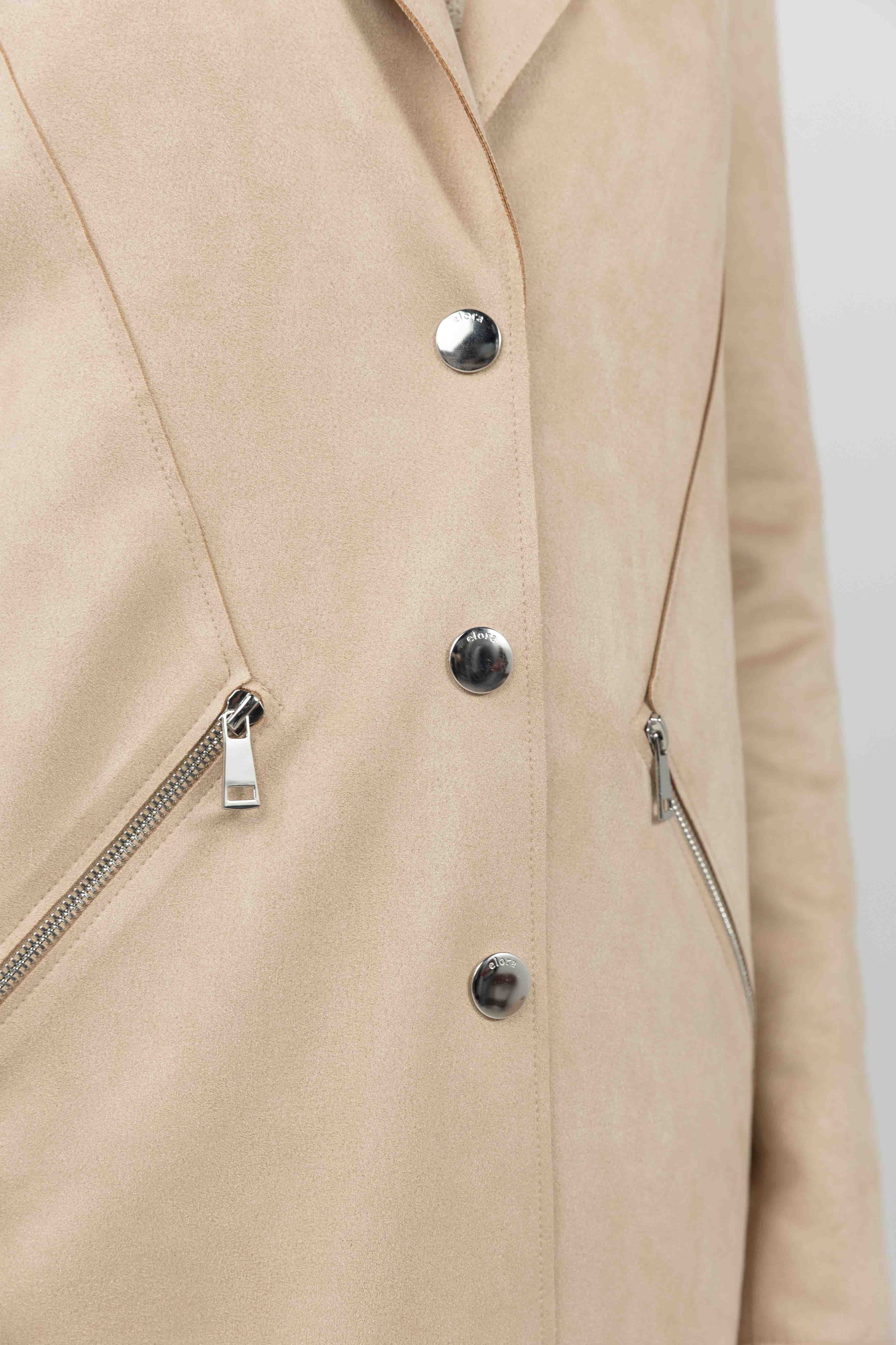 Manteau beige suédé rock chic - Image 3