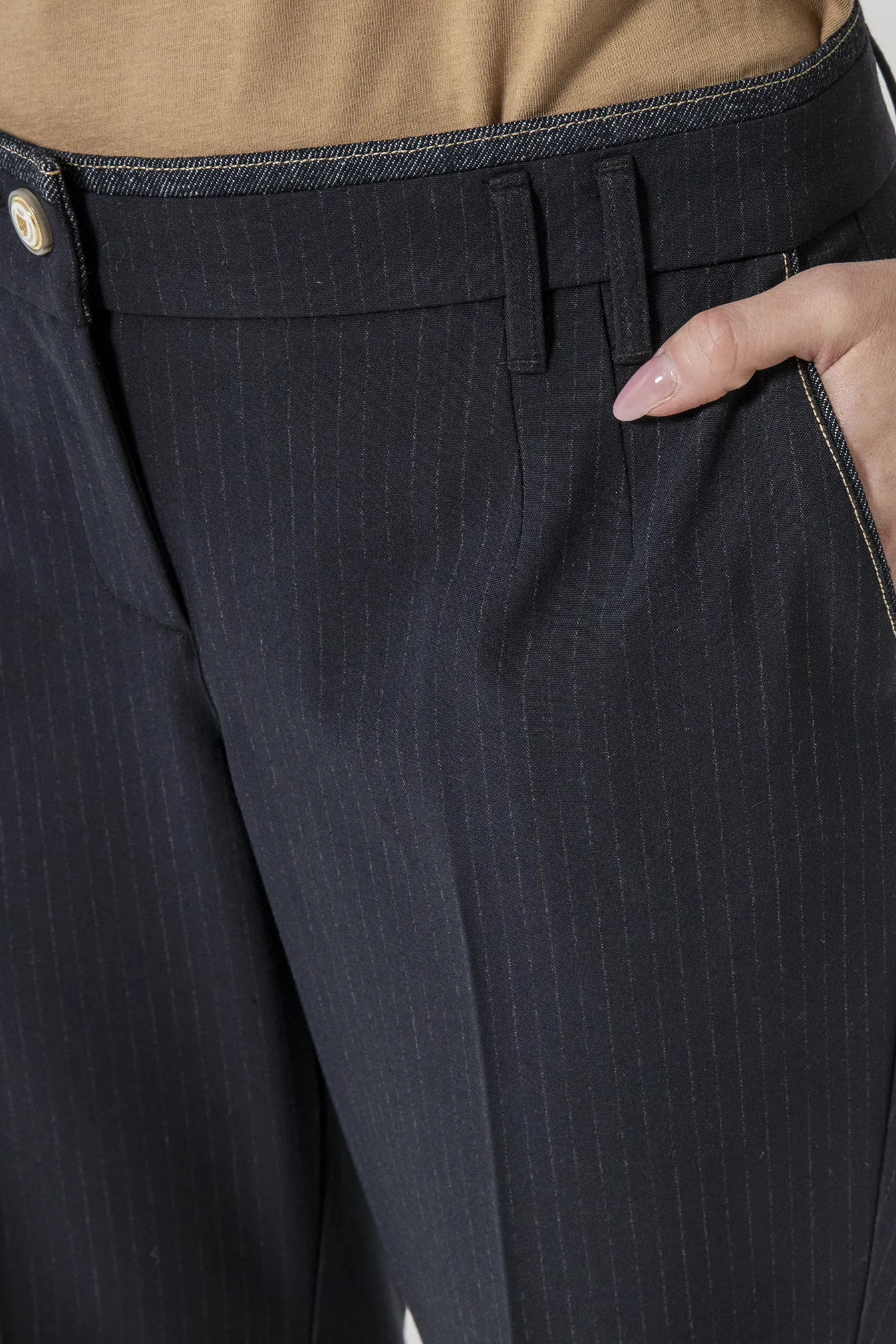 Pantalon bi-matières rayé - Image 2