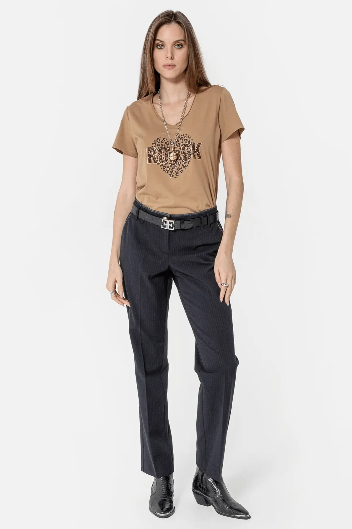 Pantalon bi-matières rayé - Image 3