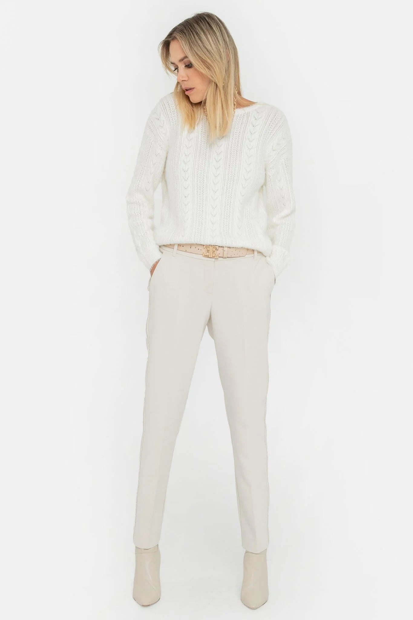 Pantalon cigarette crème