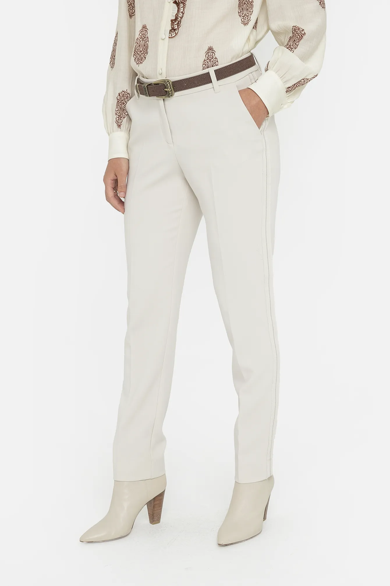 Pantalon cigarette crème - Image 4