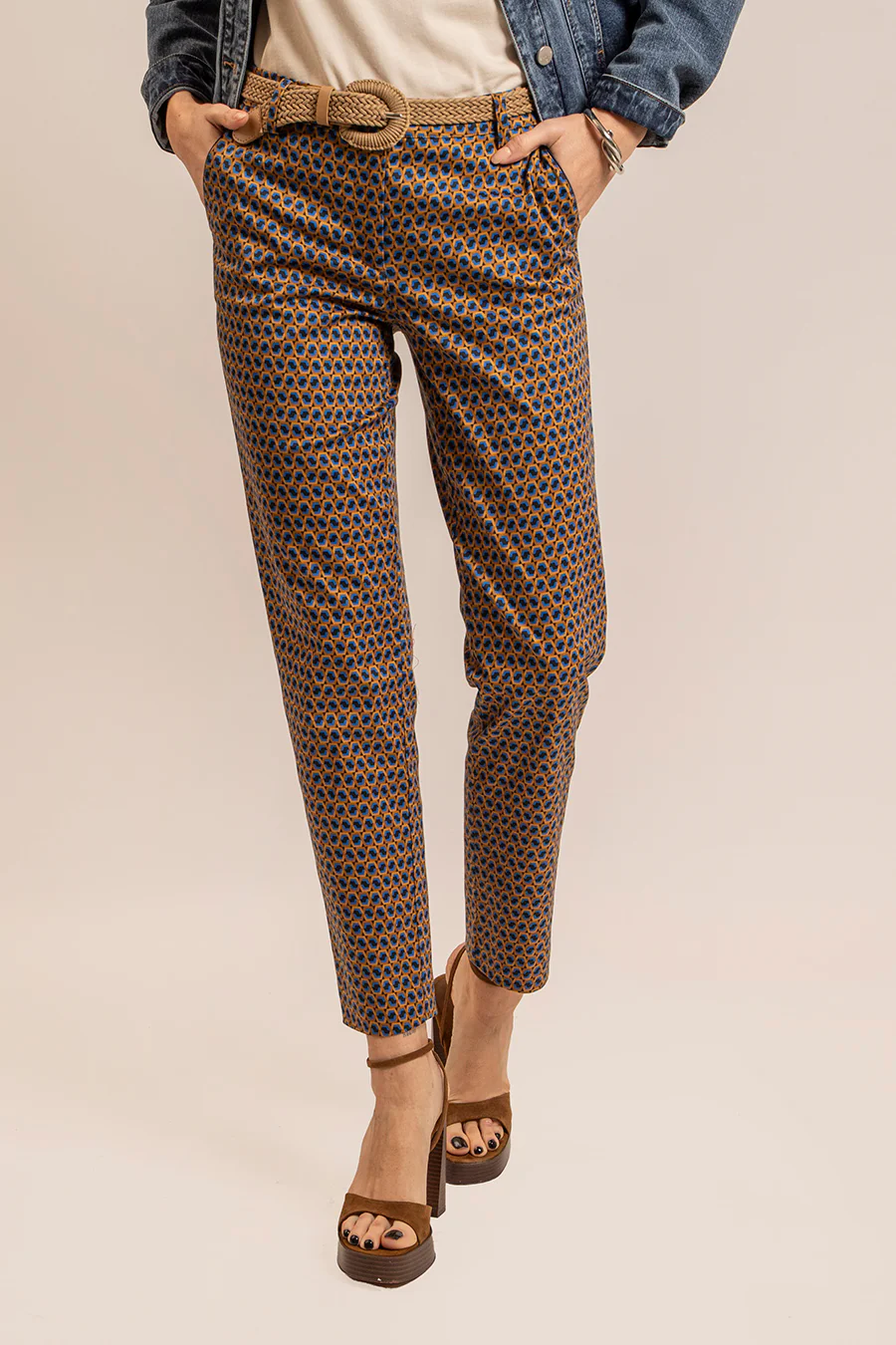 Pantalon cigarette imprimé bleu - Image 2