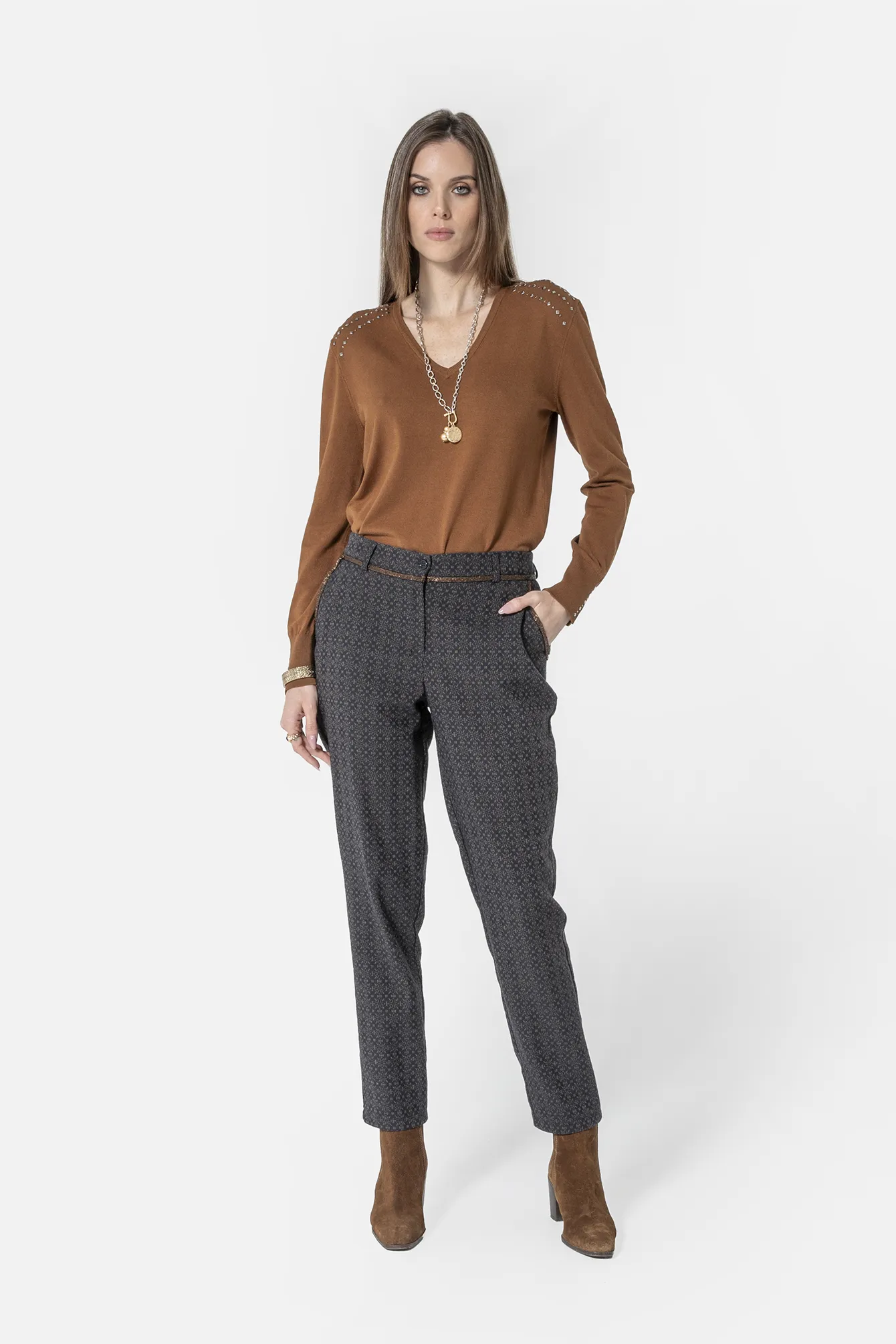 Pantalon cigarette motif jacquard - Image 3