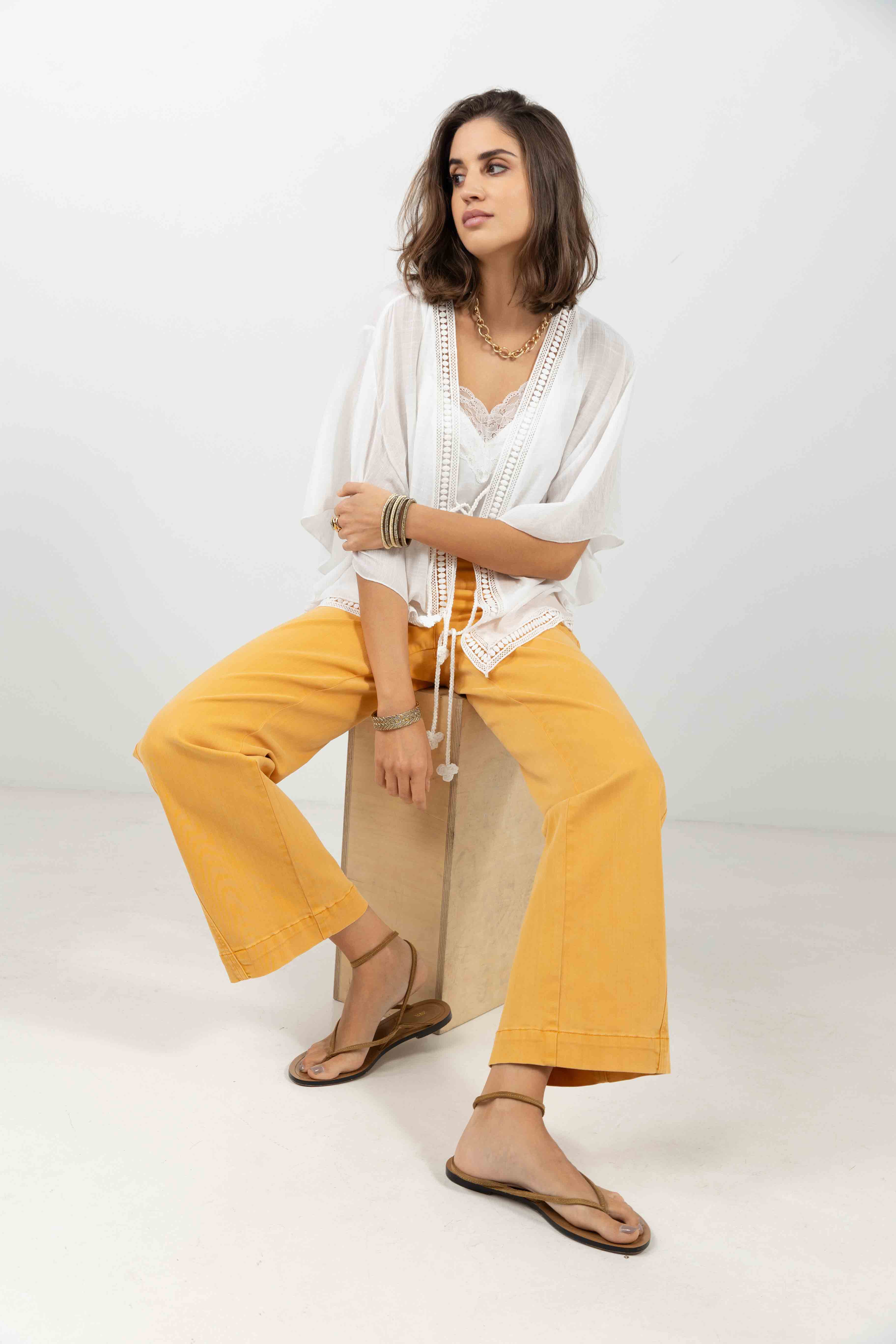 Pantalon jaune wide leg - Image 5