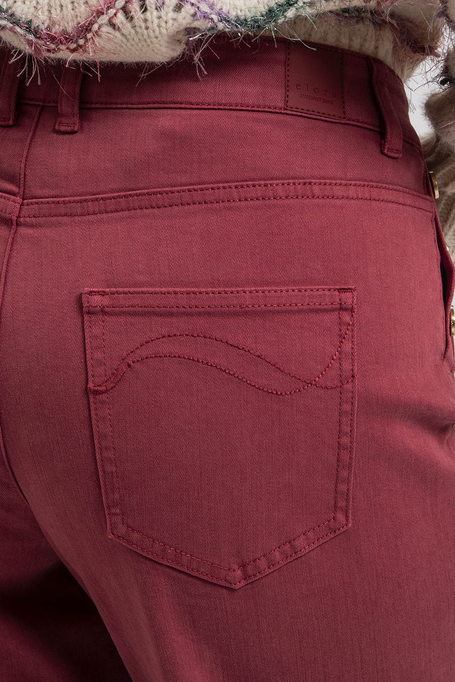 Pantalon large coloris carmin - Image 2