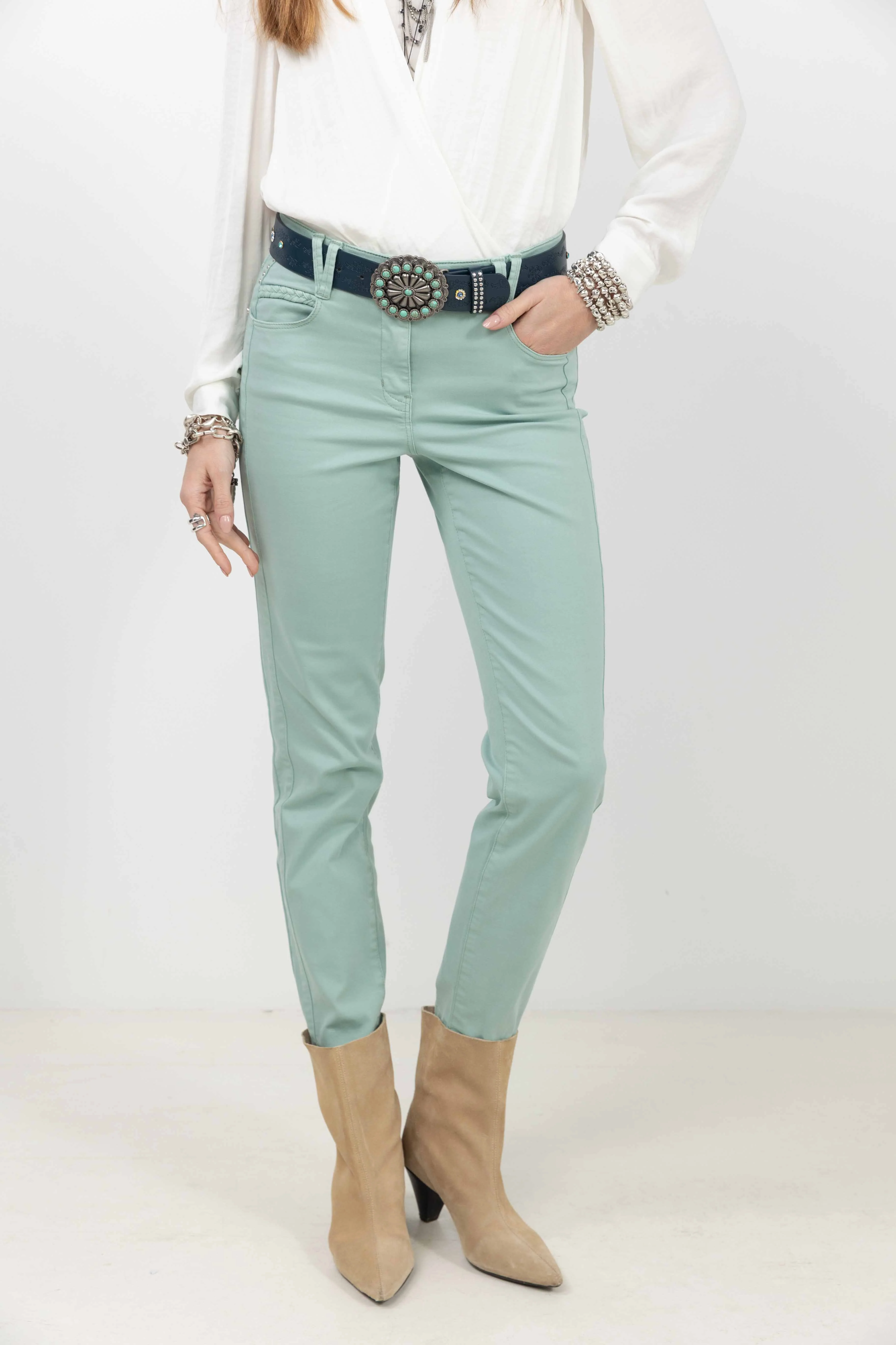 Pantalon menthe slim tendance - Image 3