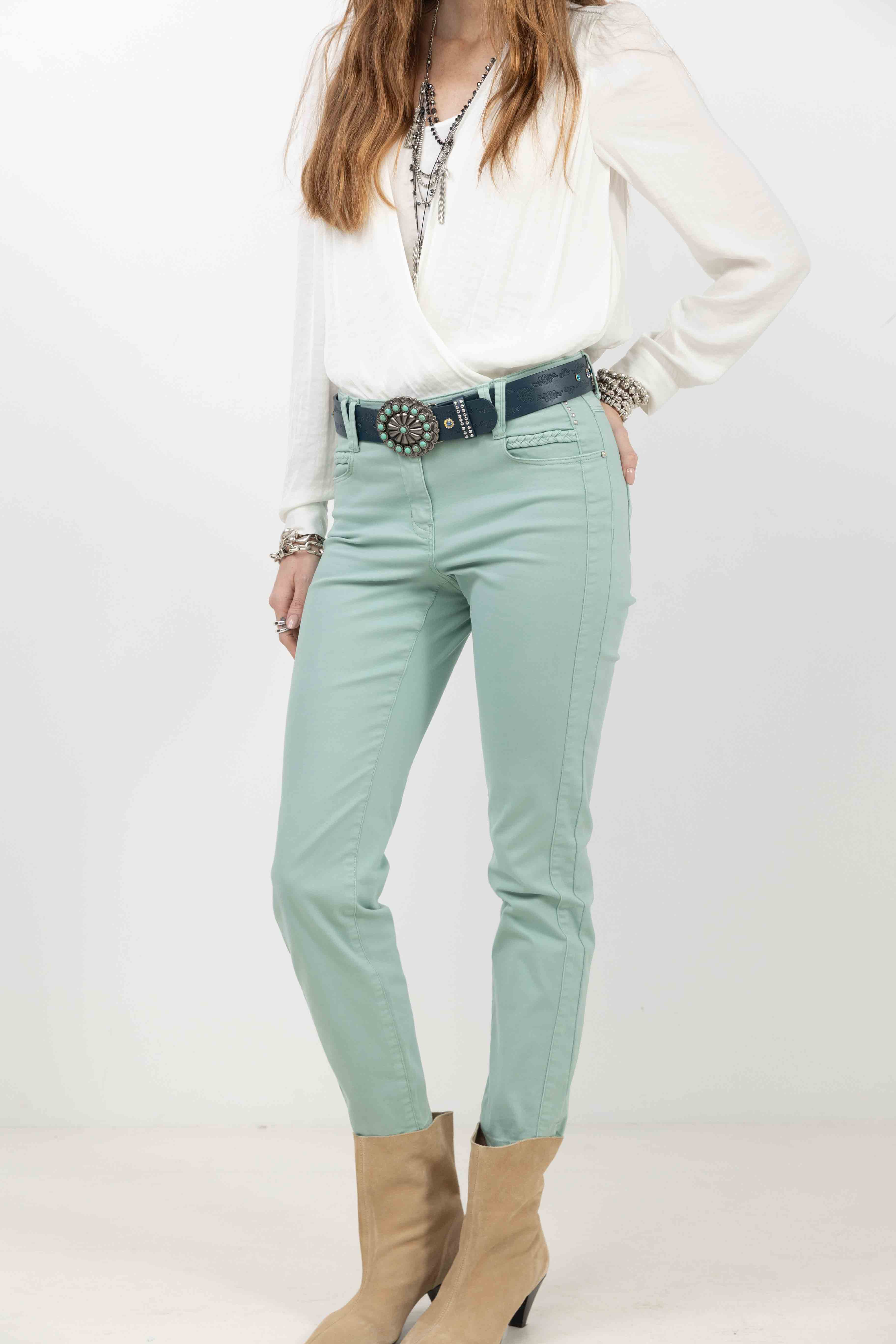 Pantalon menthe slim tendance - Image 4