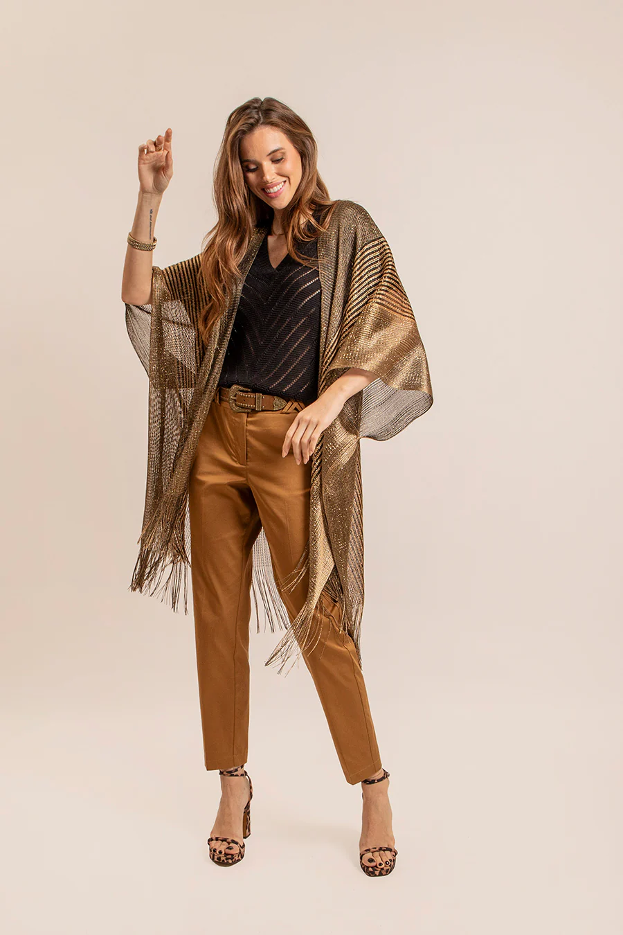 Pantalon seconde peau coloris caramel - Image 4