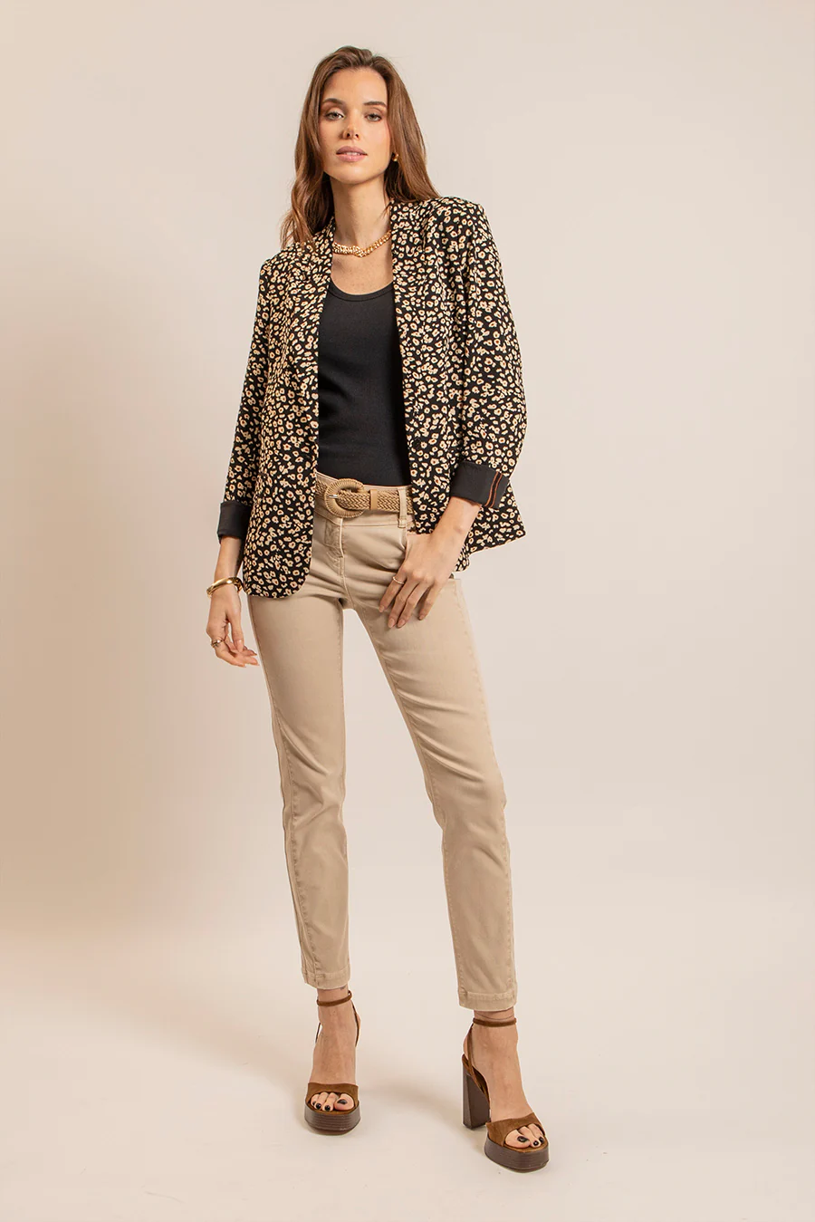 Pantalon slim beige