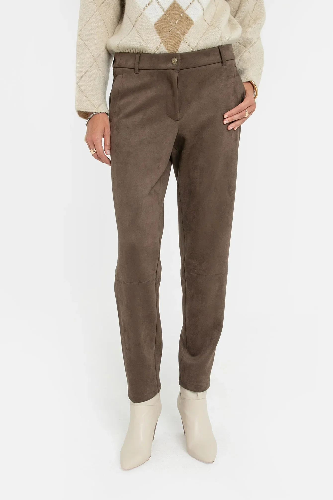 Pantalon suédé coloris taupe - Image 2