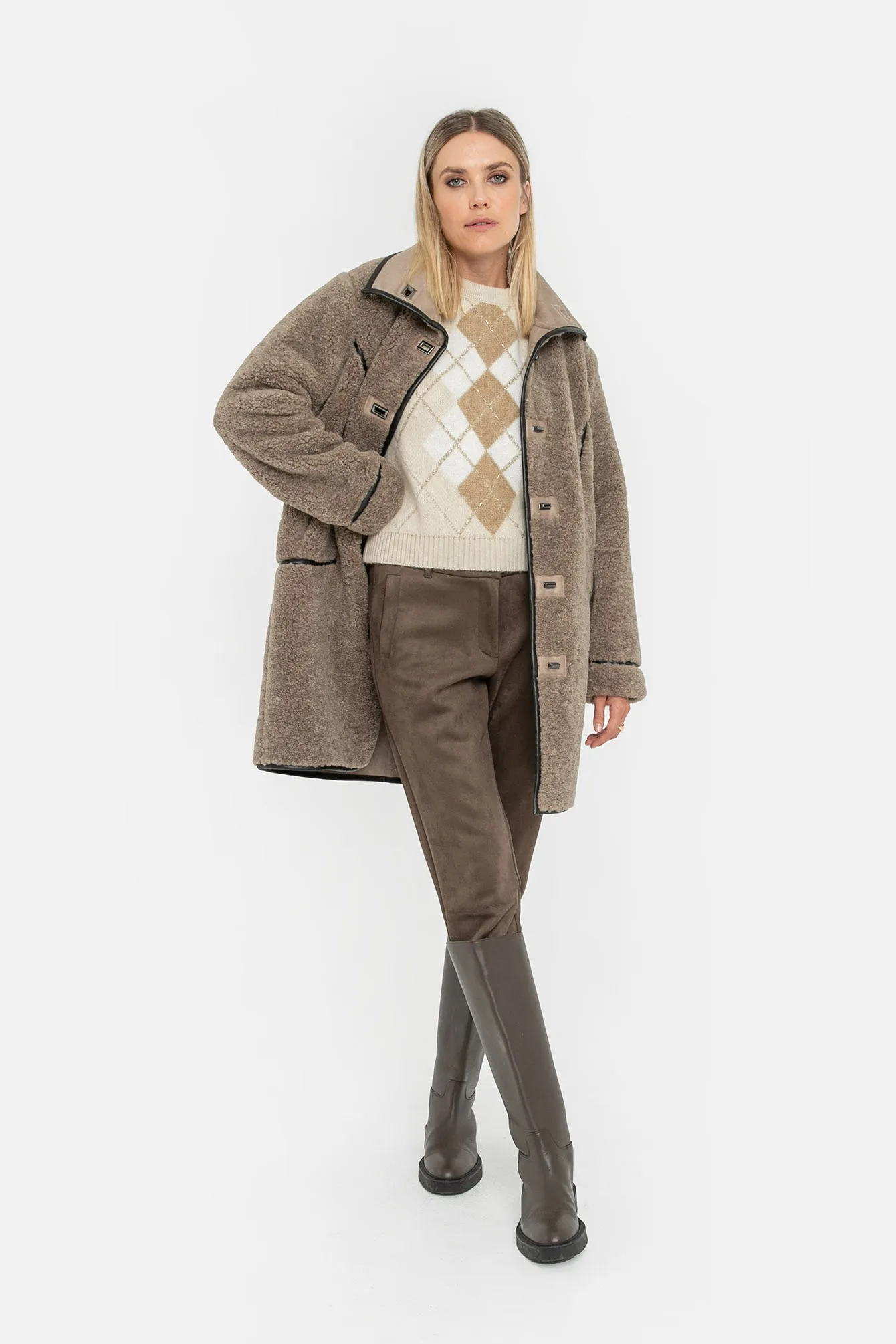 Pantalon suédé coloris taupe - Image 3