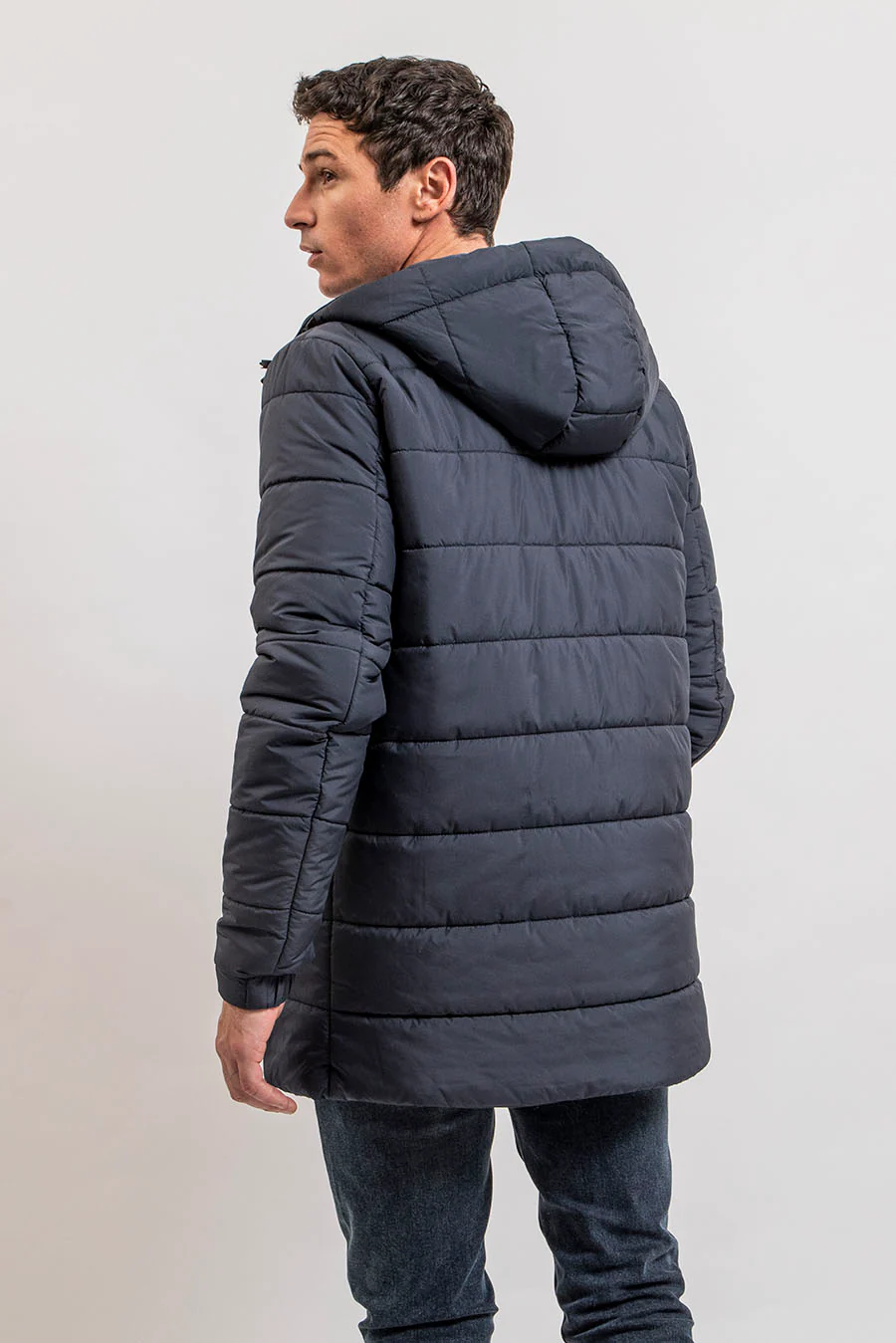 Parka mi-longue réversible coloris navy - Image 5