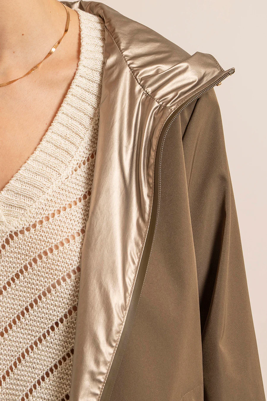 Parka réversible kaki et bronze - Image 3