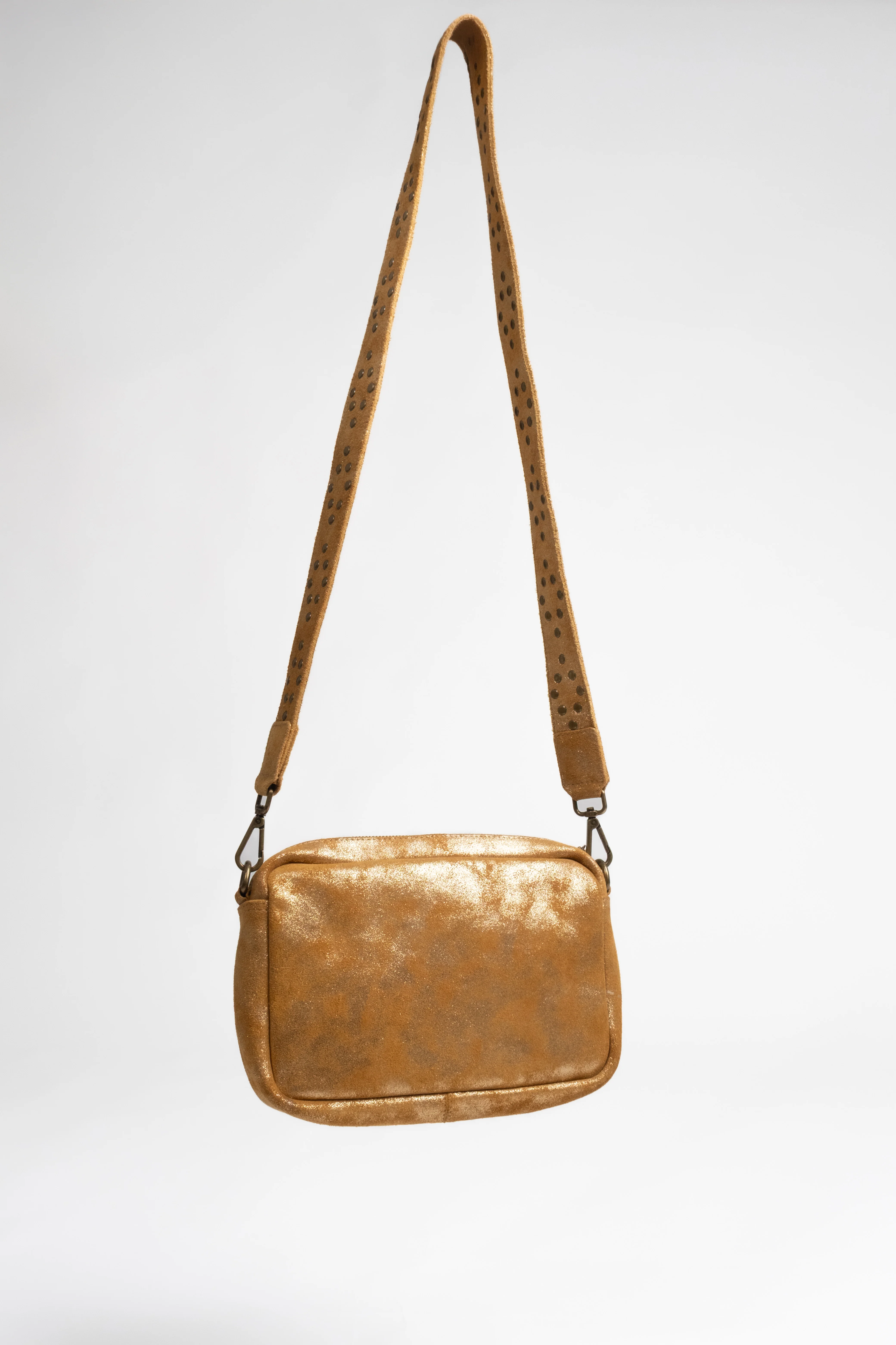 Pochette dorée cuir suédé cloutée - Image 3