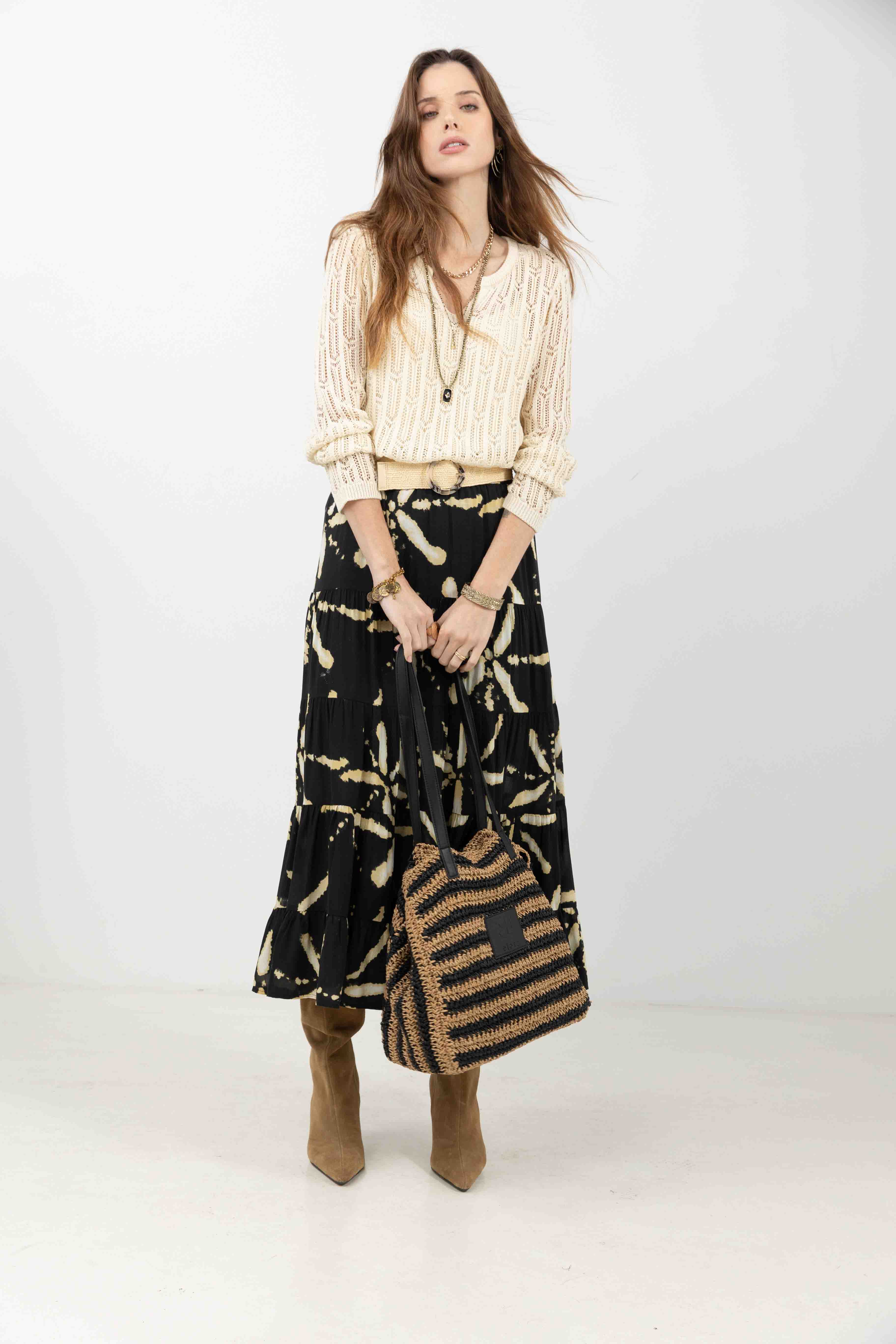 Pull ajouré crème avec top intégré - Image 3