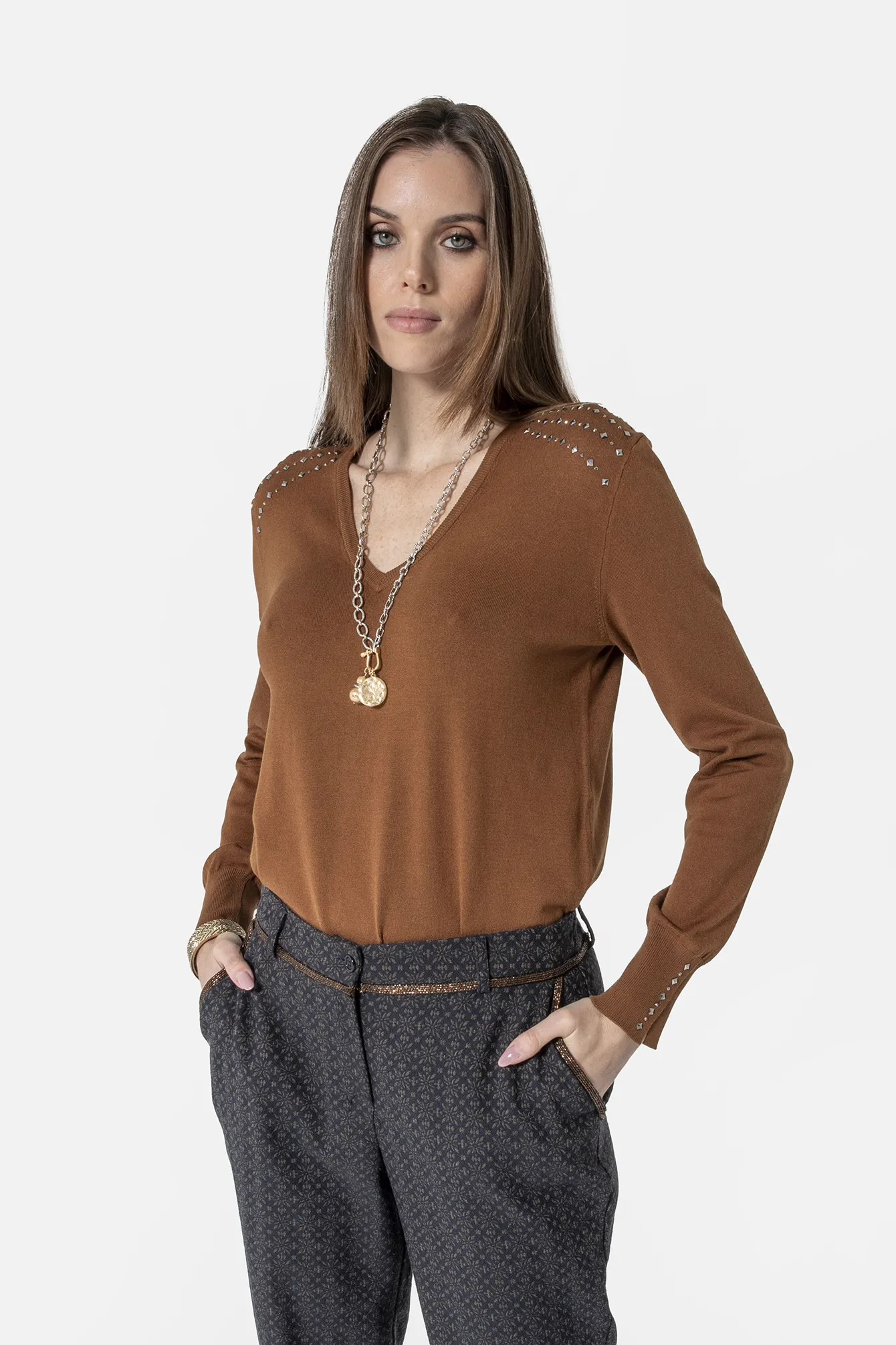 Pull clouté moka - Image 3