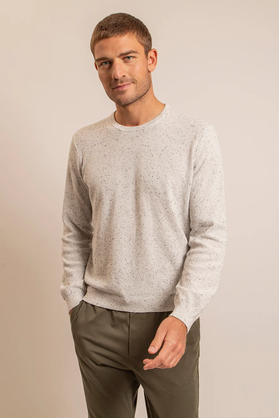 Pull col rond coloris grege - Image 4