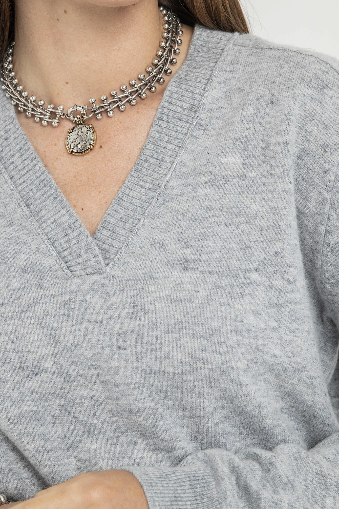 Pull col V gris - Image 2