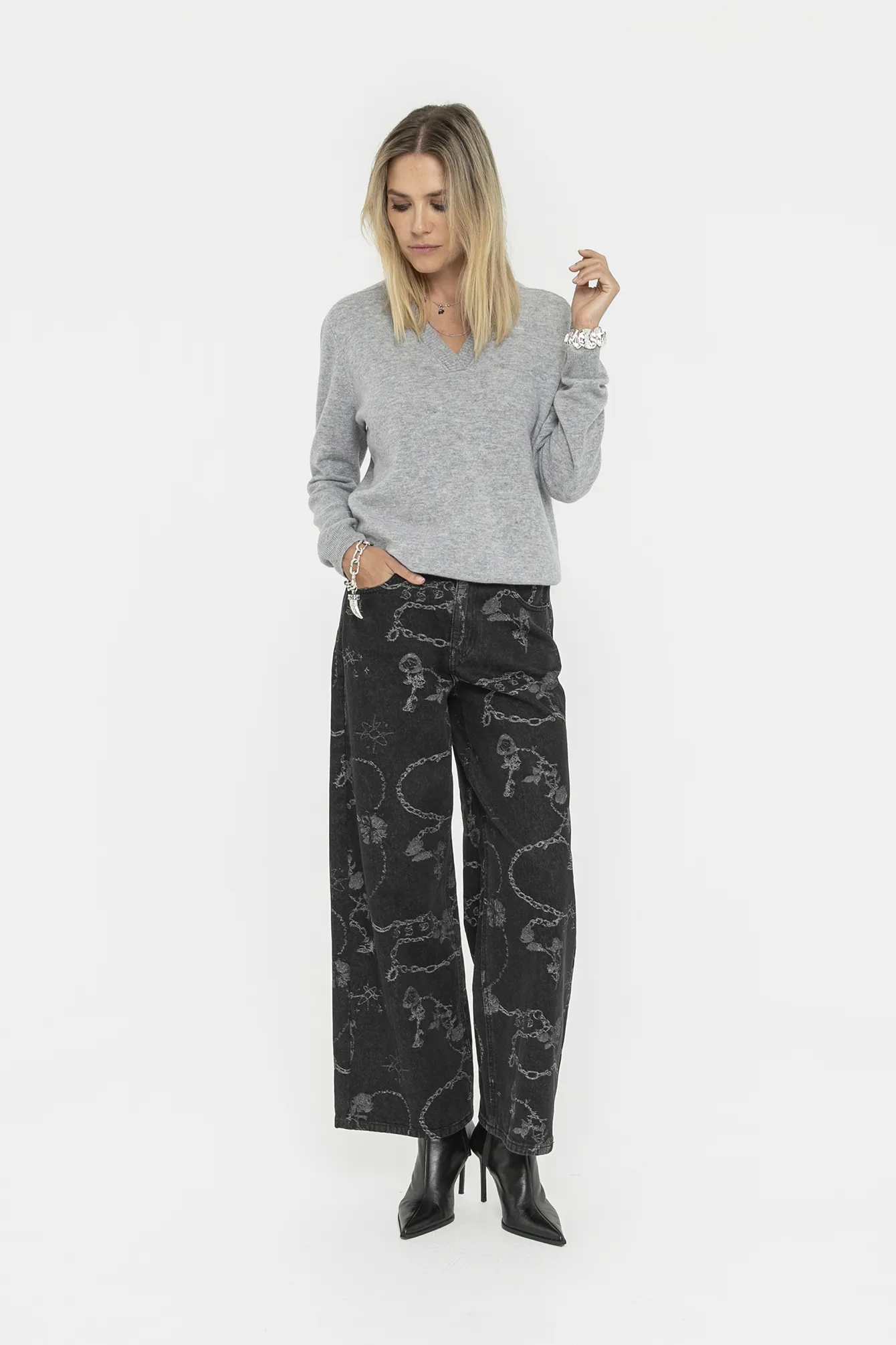 Pull col V gris - Image 4