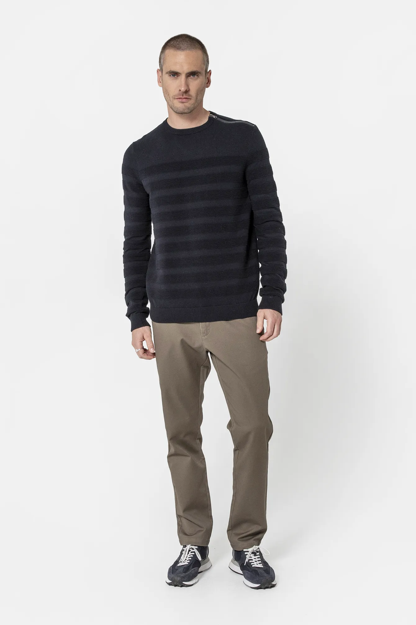 Pull effet rayé navy - Image 3