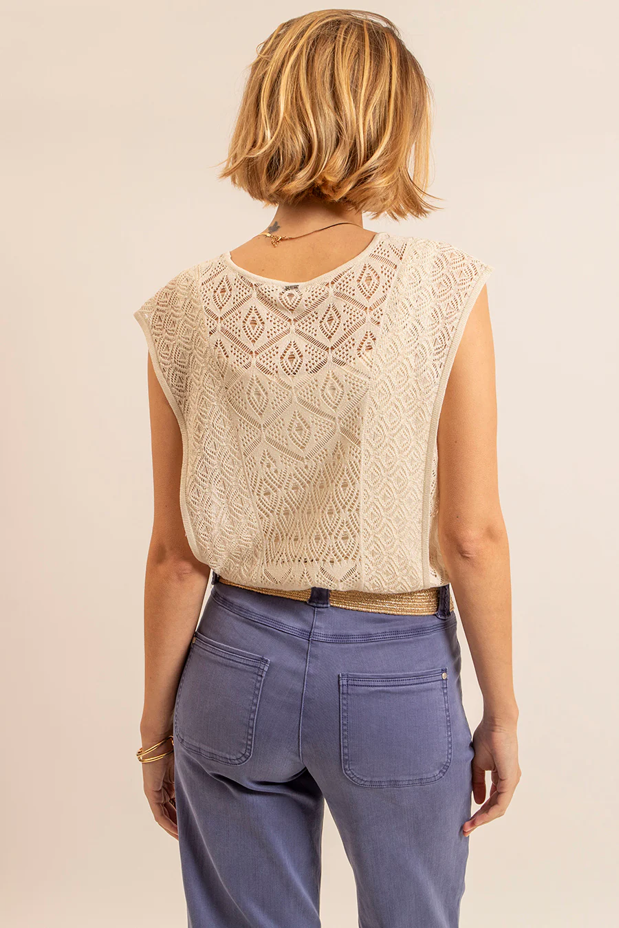 Pull façon dentelle écru - Image 3