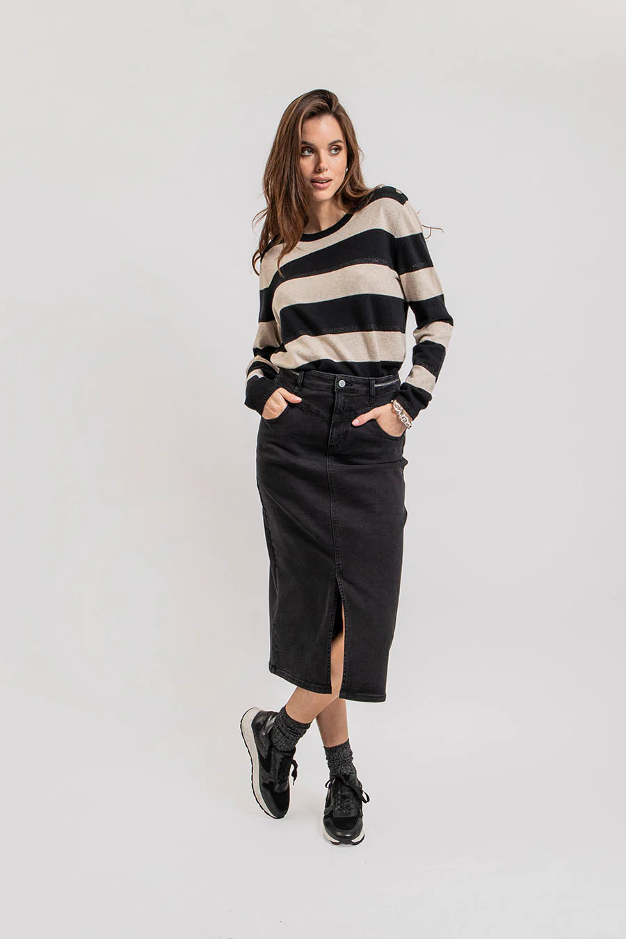 Pull marinière écru et noir - Image 3