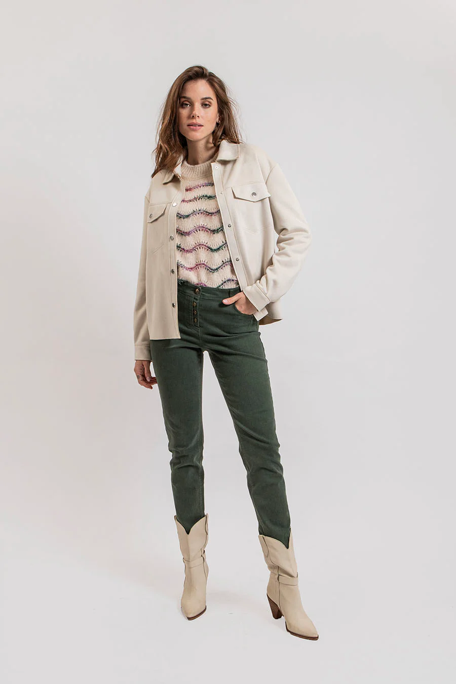 Pull rayé écru et rose - Image 3