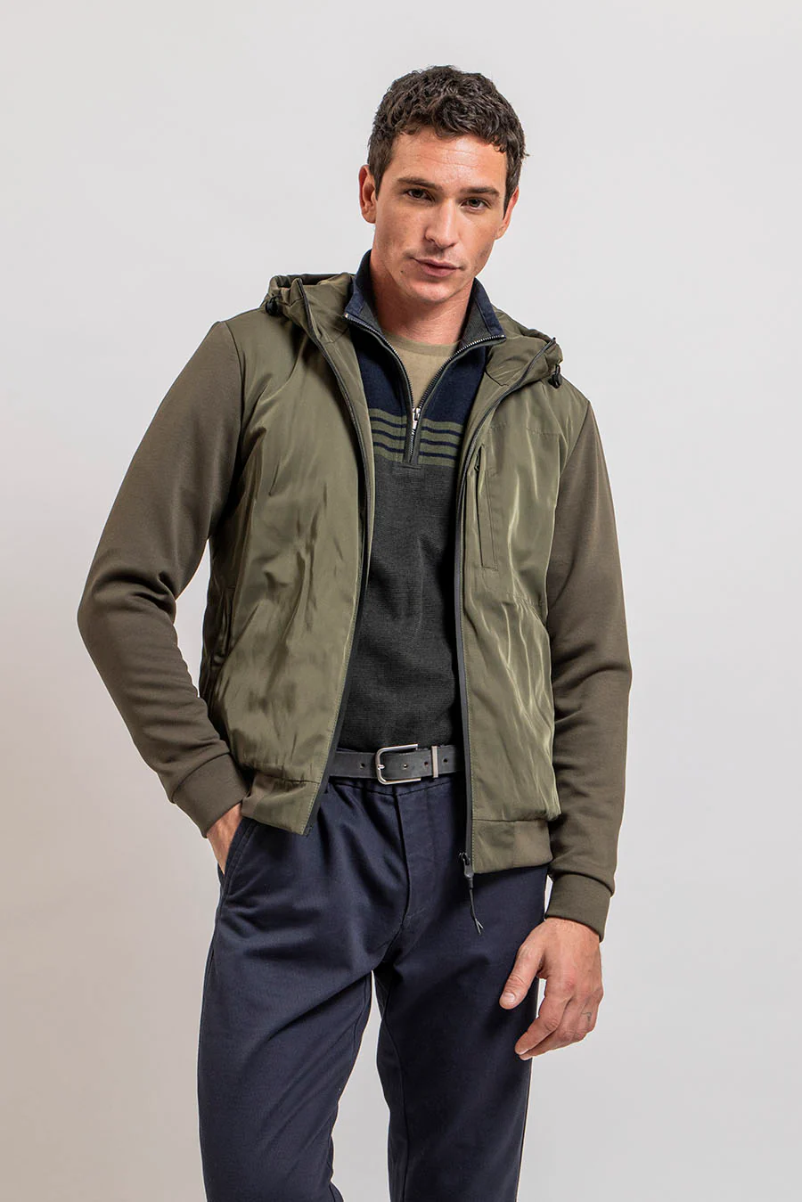 Pull rayé navy et kaki - Image 3