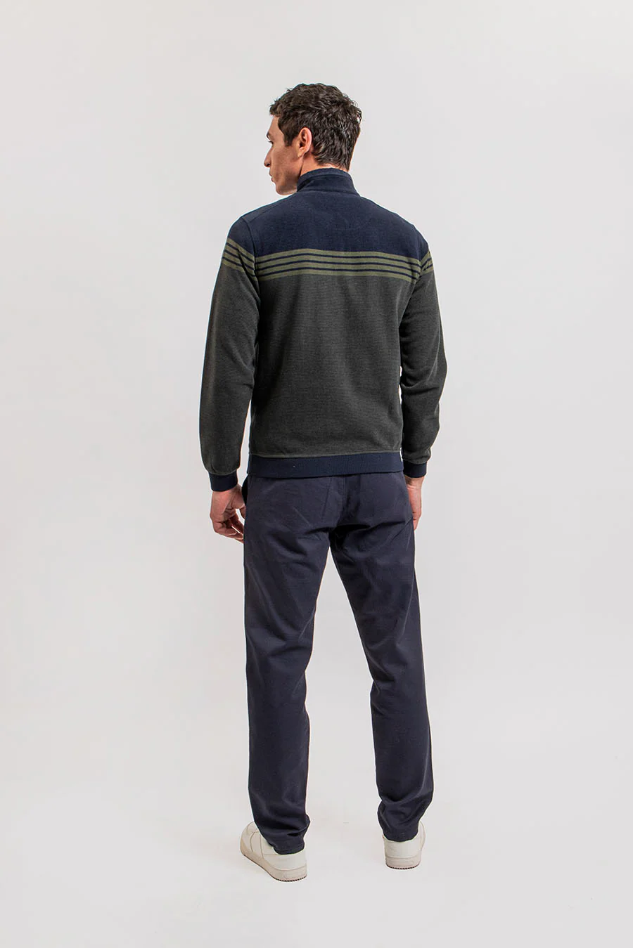 Pull rayé navy et kaki - Image 5