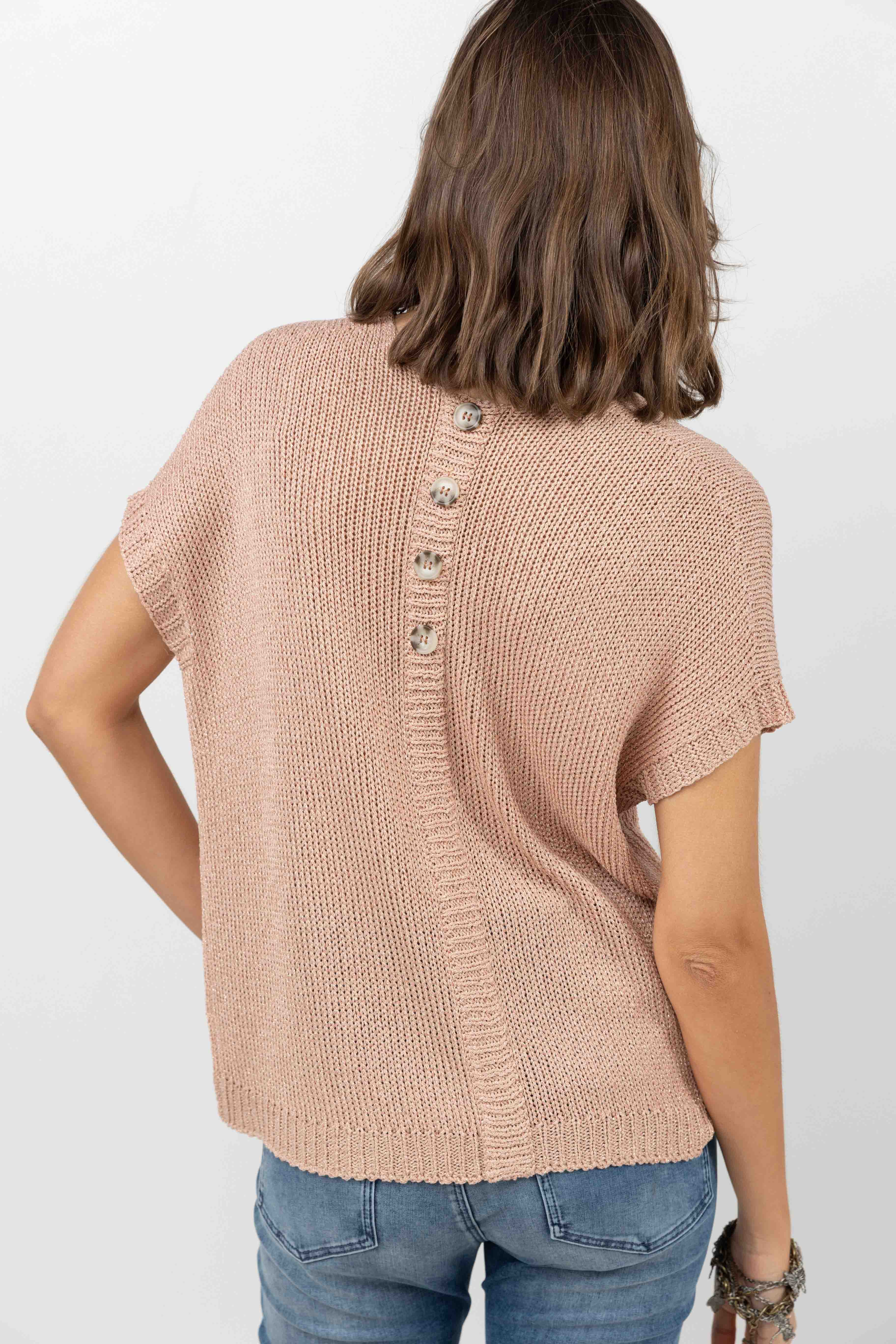 Pull rose ample à maille - Image 3