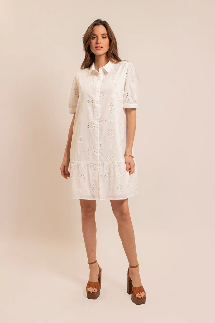Robe broderie anglaise écrue