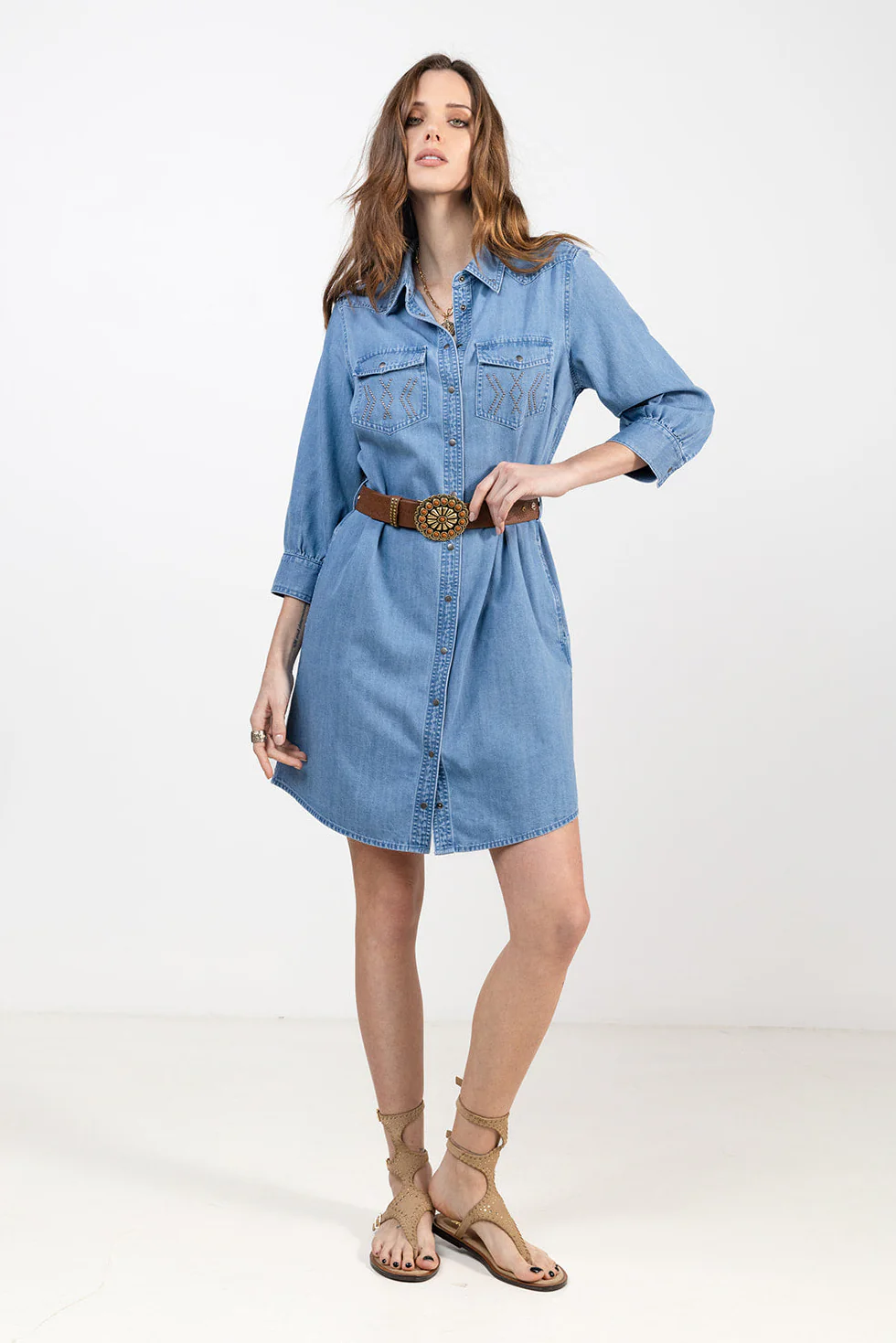 Robe chemise jean bleu clair - Image 4