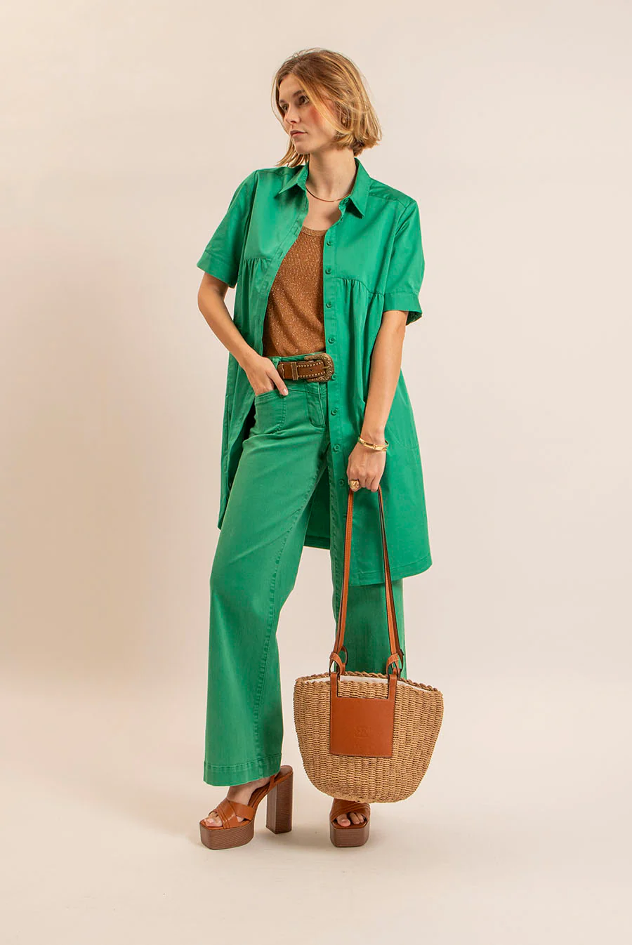 Robe chemise verte - Image 2