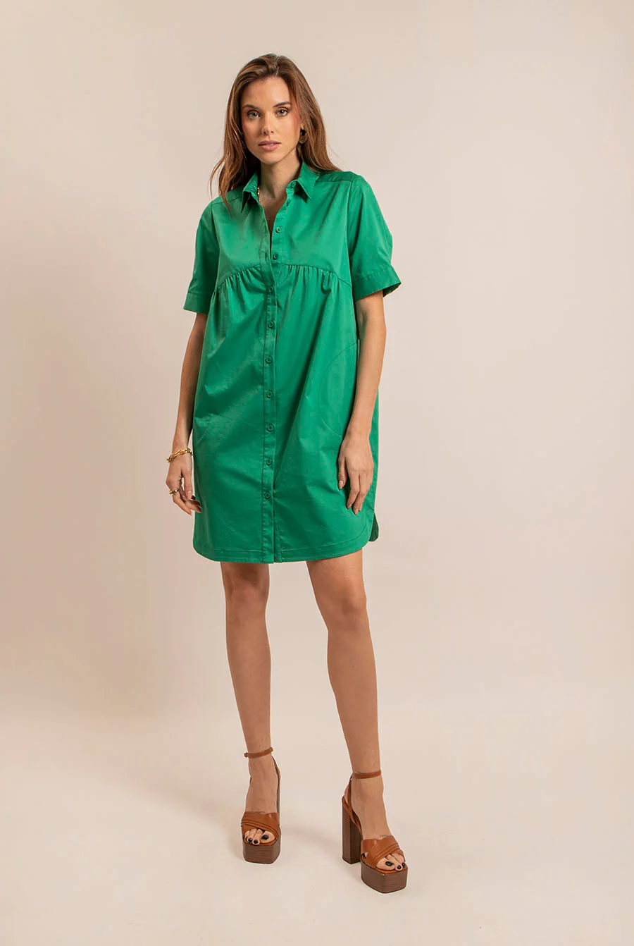 Robe chemise verte - Image 3