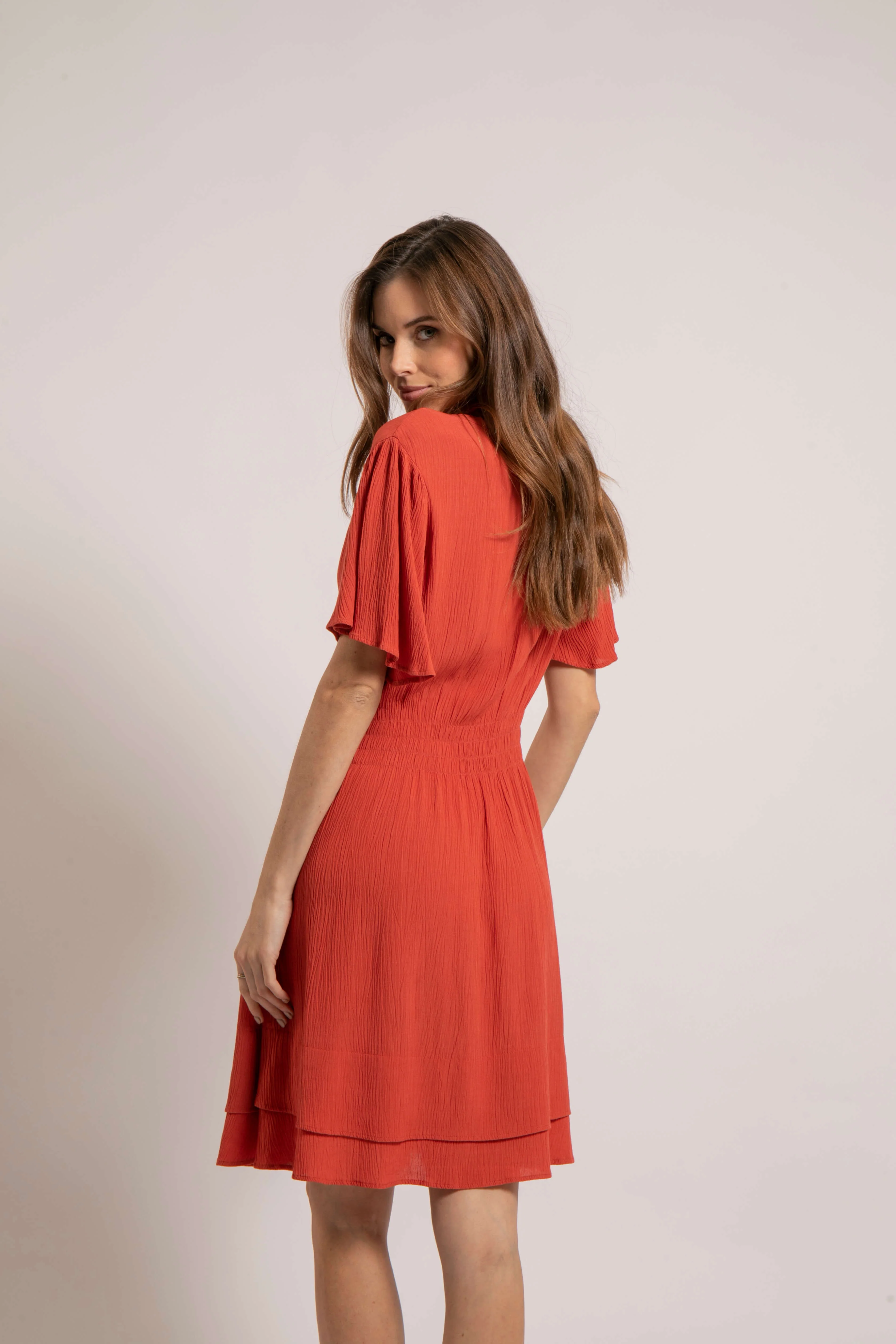 Robe courte cintrée terracotta - Image 2