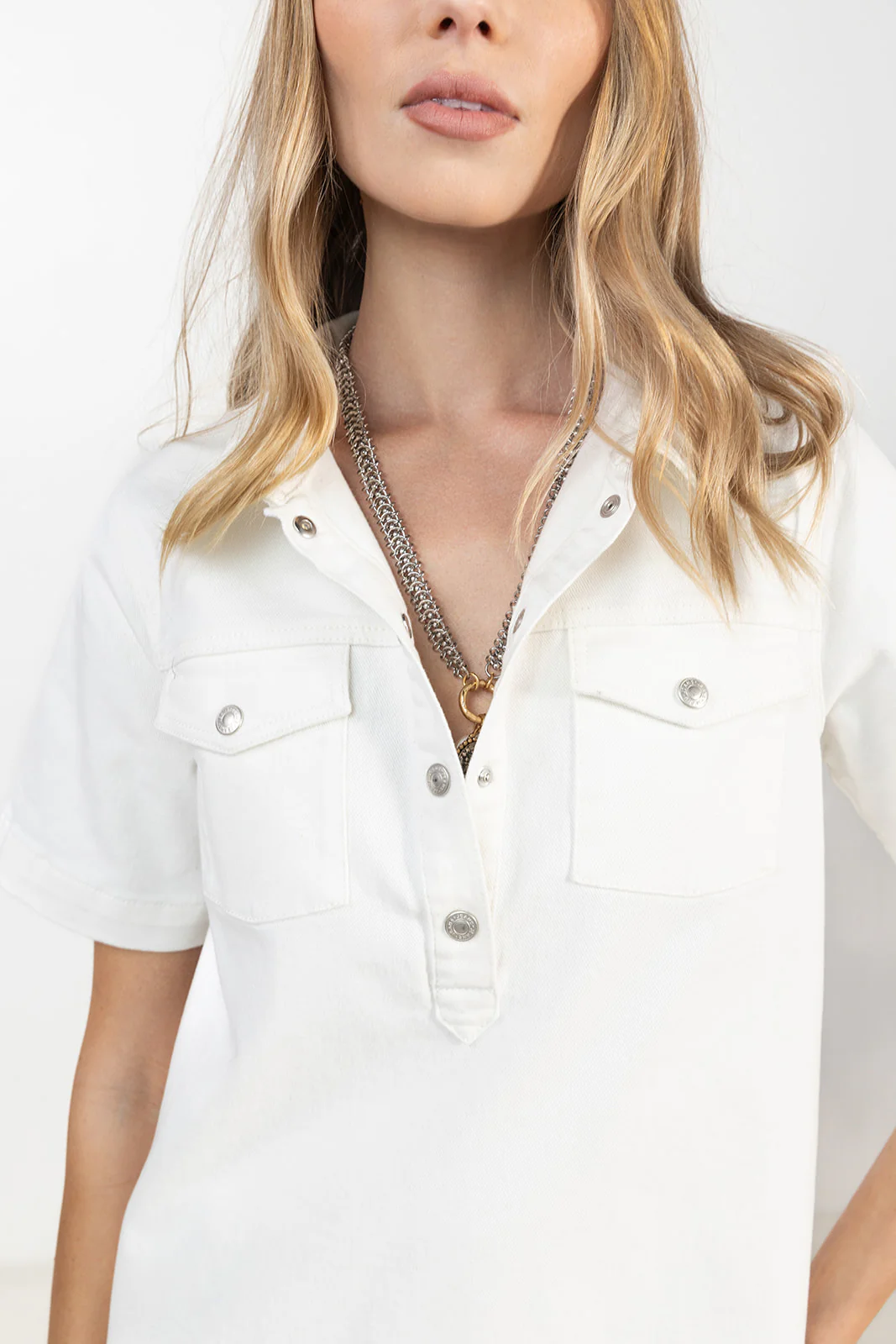Robe droite en denim écru - Image 2