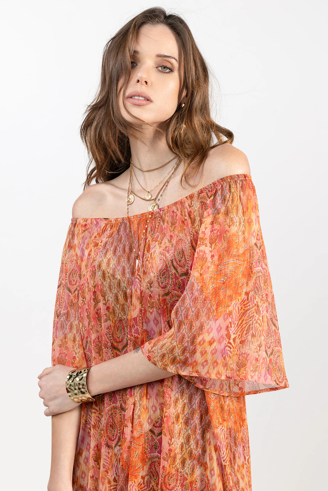 Robe longue imprimée bohème rose - Image 4