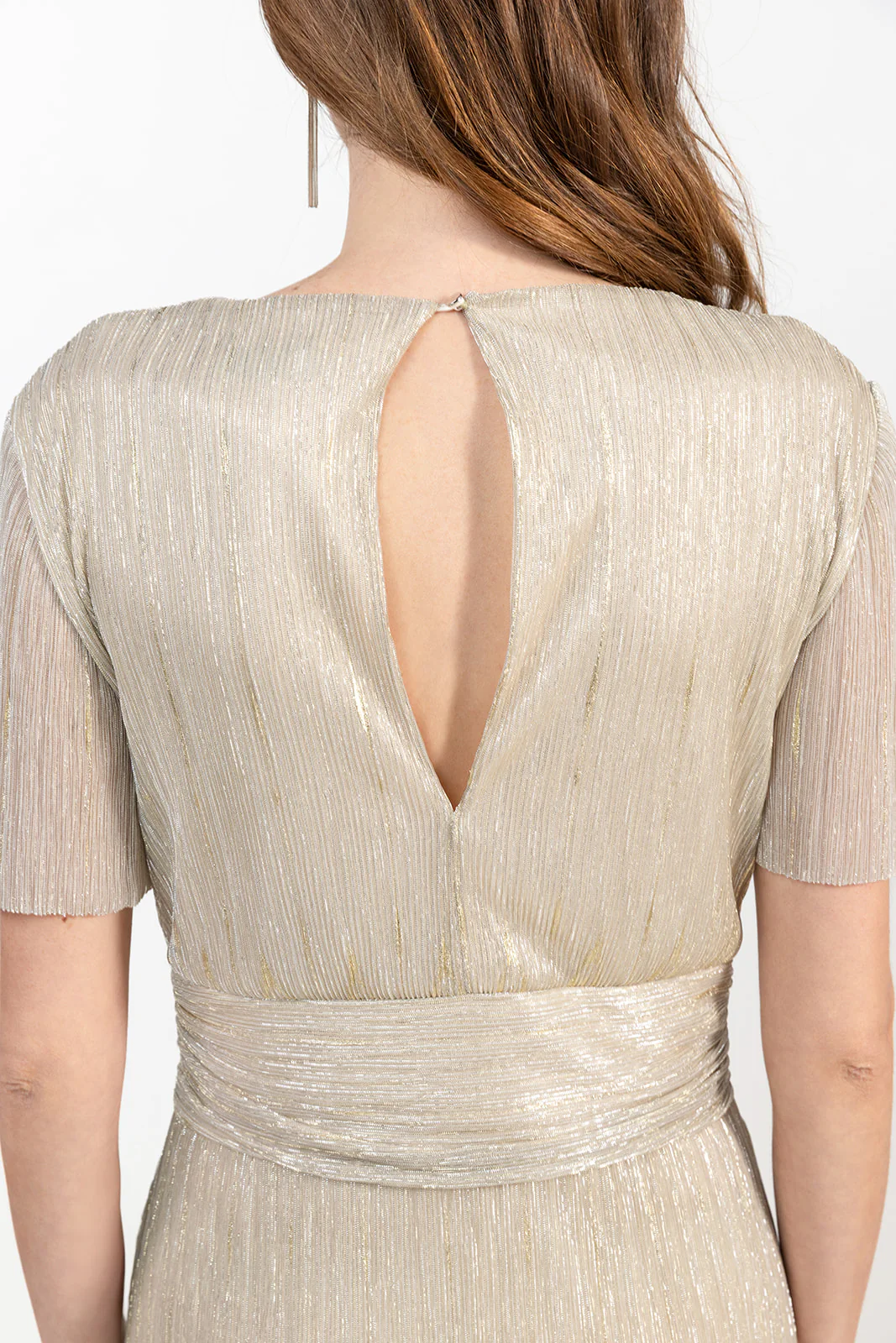 Robe longue irisée plissée ceinturée - Image 5