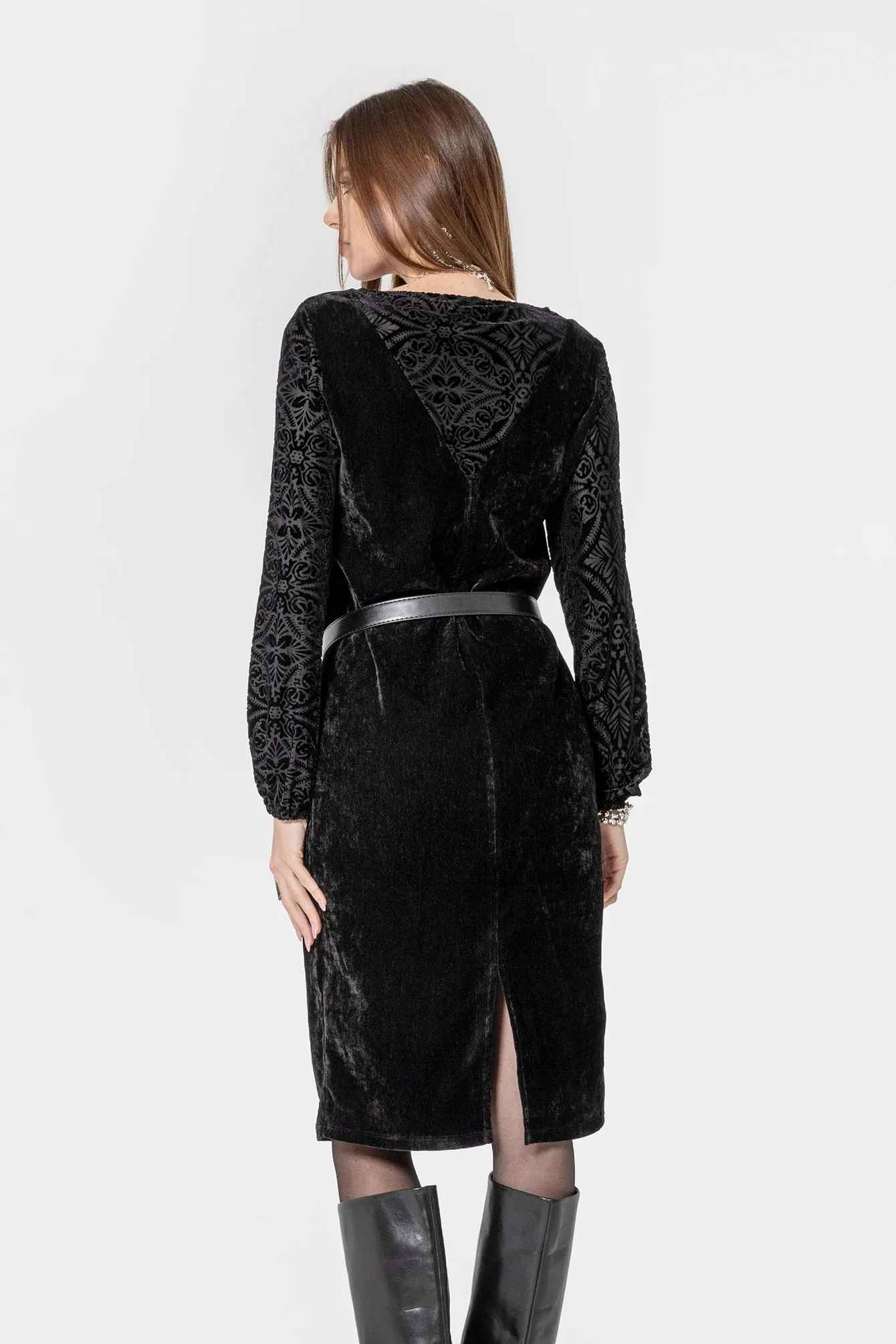 Robe midi en velours côtelé noir - Image 5