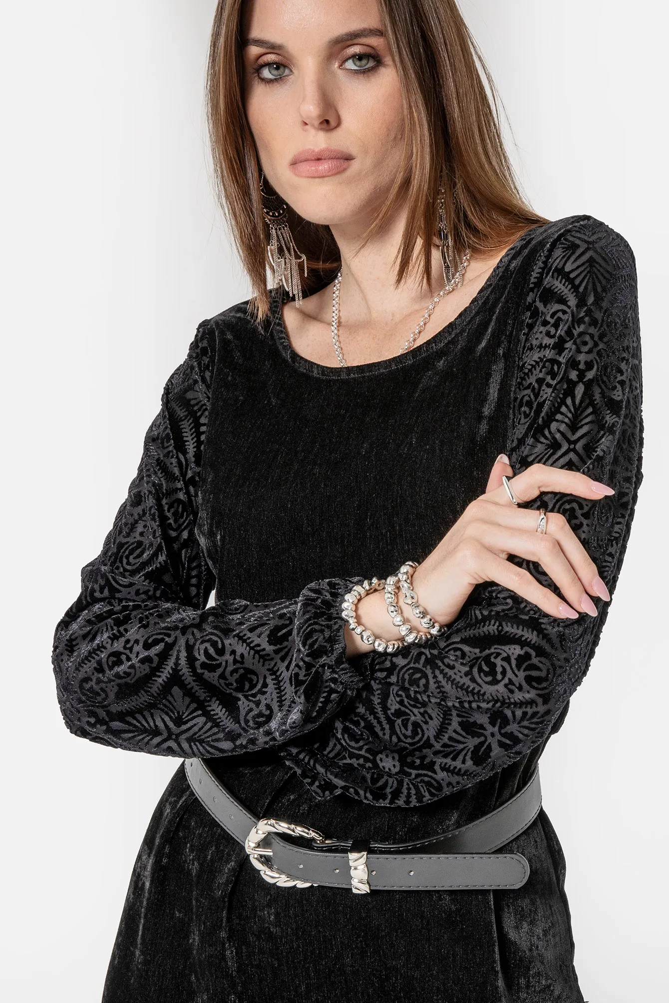 Robe midi en velours côtelé noir - Image 6