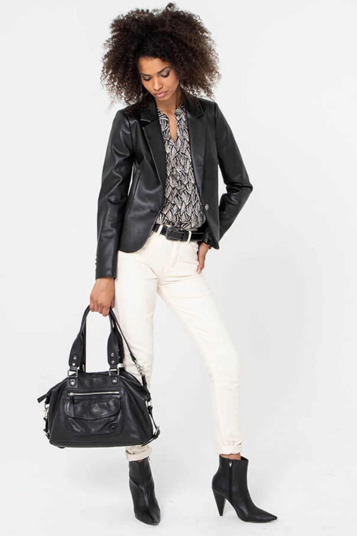 Sac bowling  en cuir noir - Image 6