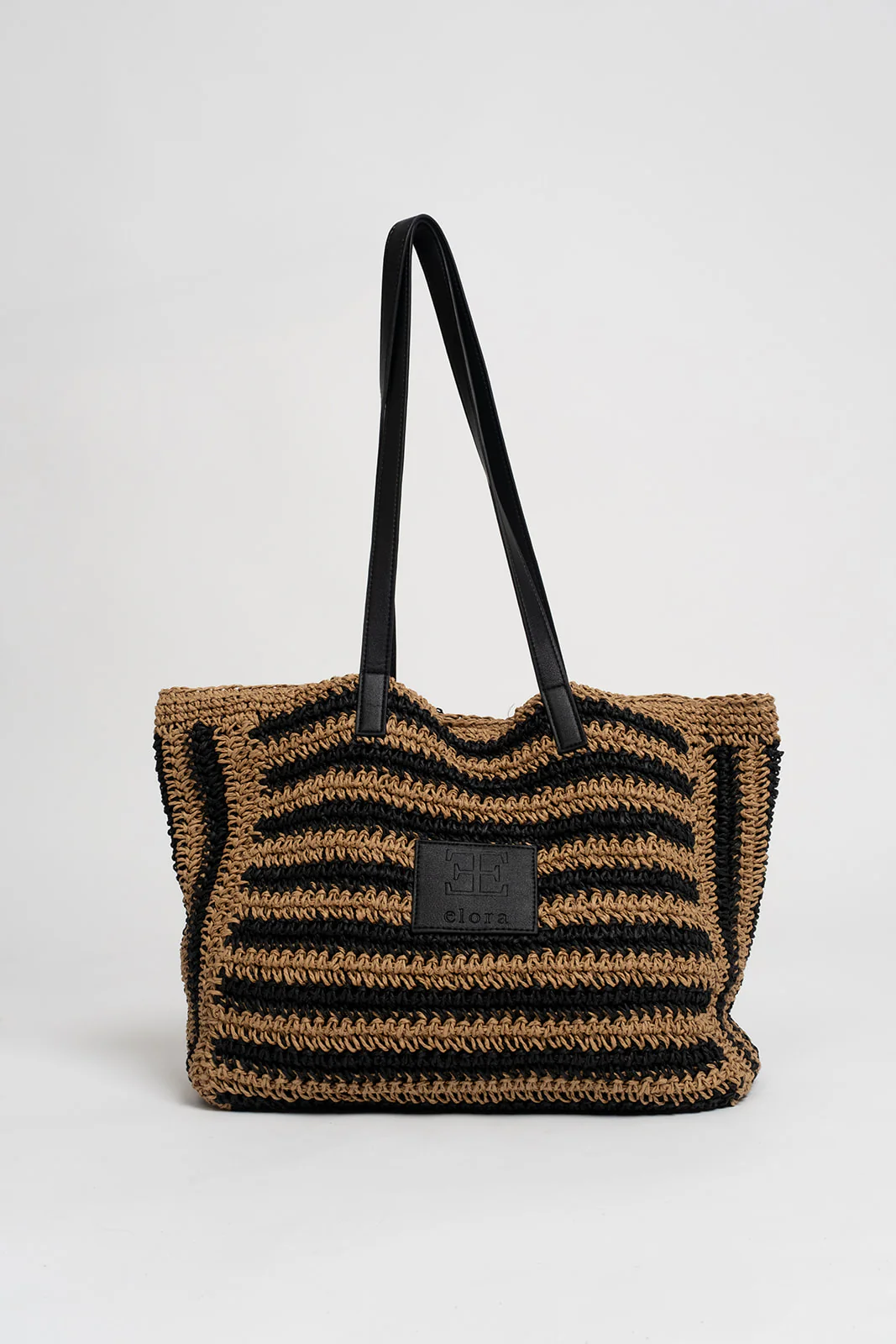 Sac cabas rayé naturel noir XL - Image 2