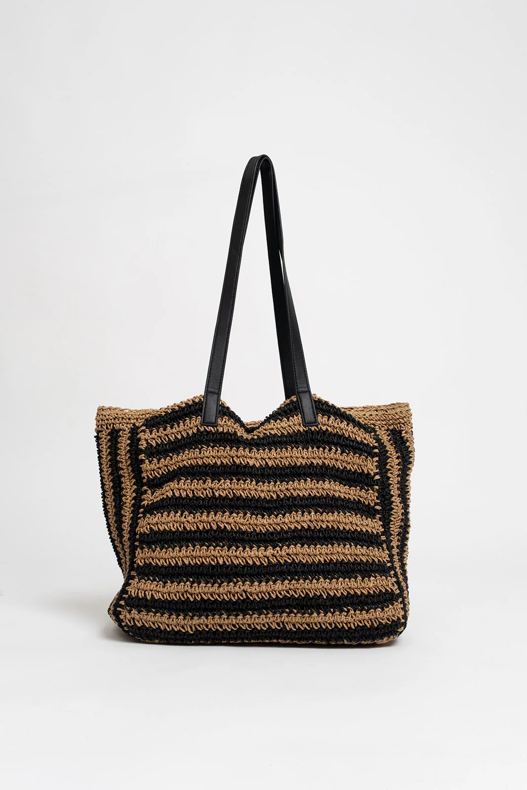 Sac cabas rayé naturel noir XL - Image 3