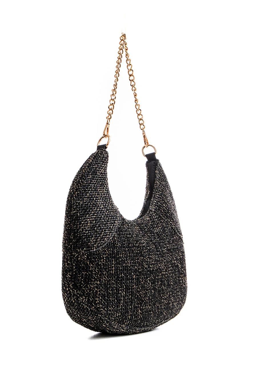 Sac forme lune noir et lurex - Image 3